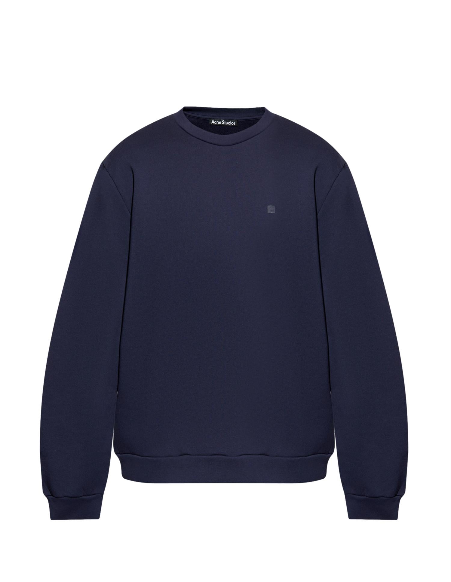 Acne Crew Neck Fleece Sweater Face Genser Navy - modostore.no