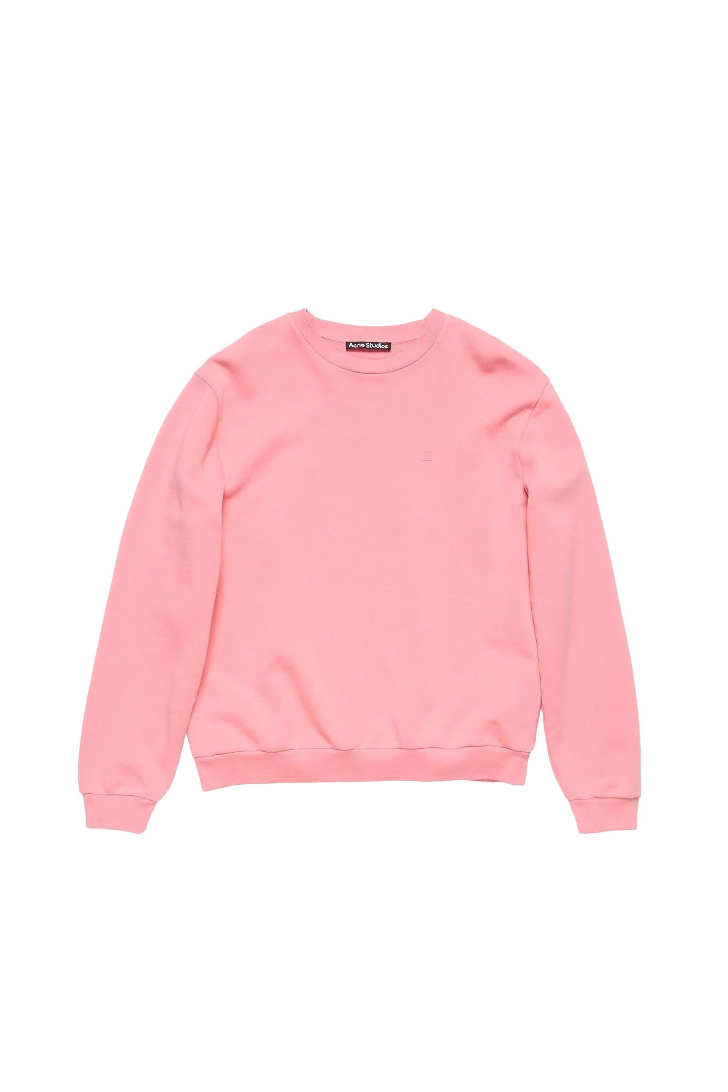 Acne Face Crew Neck Fleece Sweater Genser Rosa - modostore.no