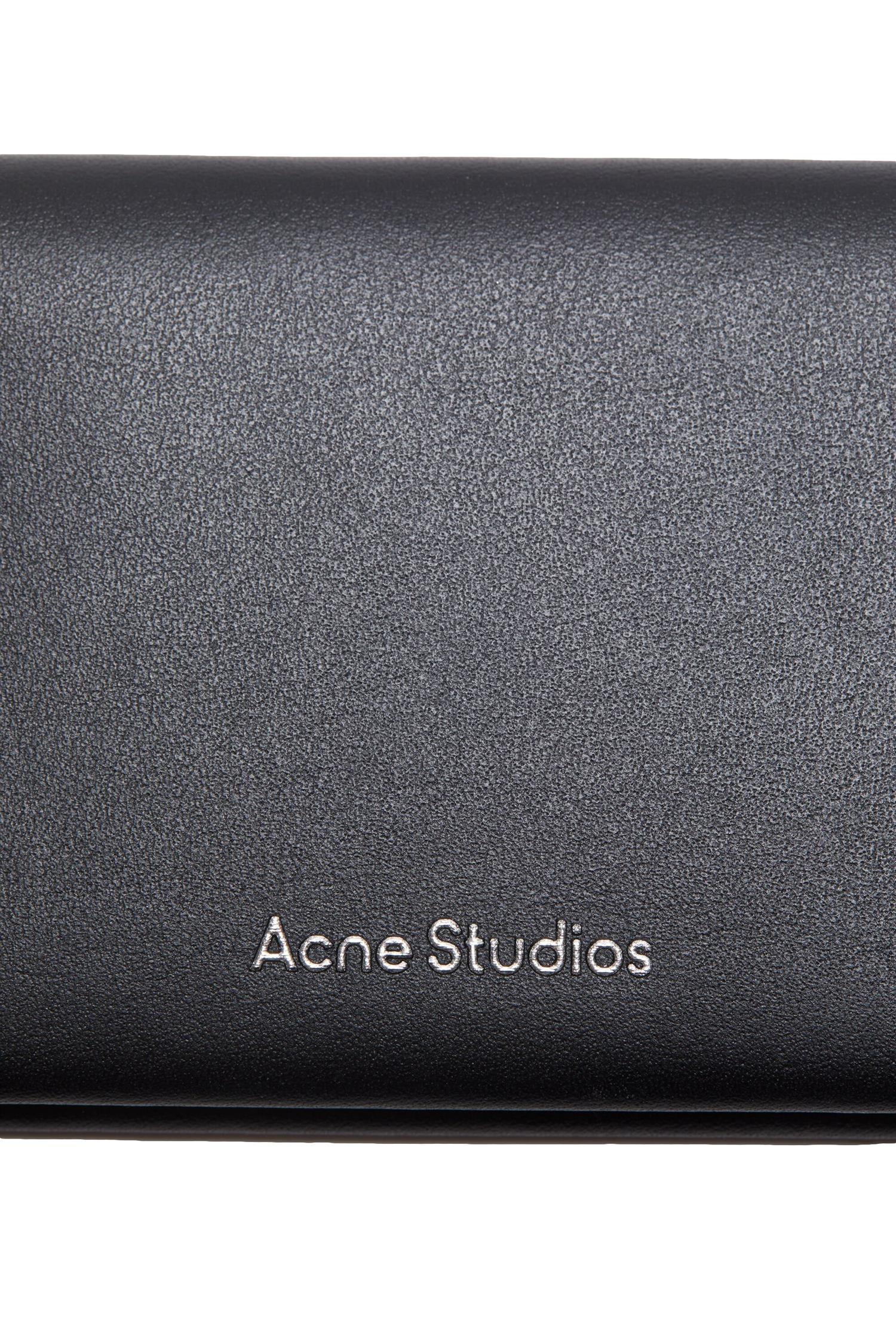 Acne Folded Leather Wallet Lommebok Sort - modostore.no
