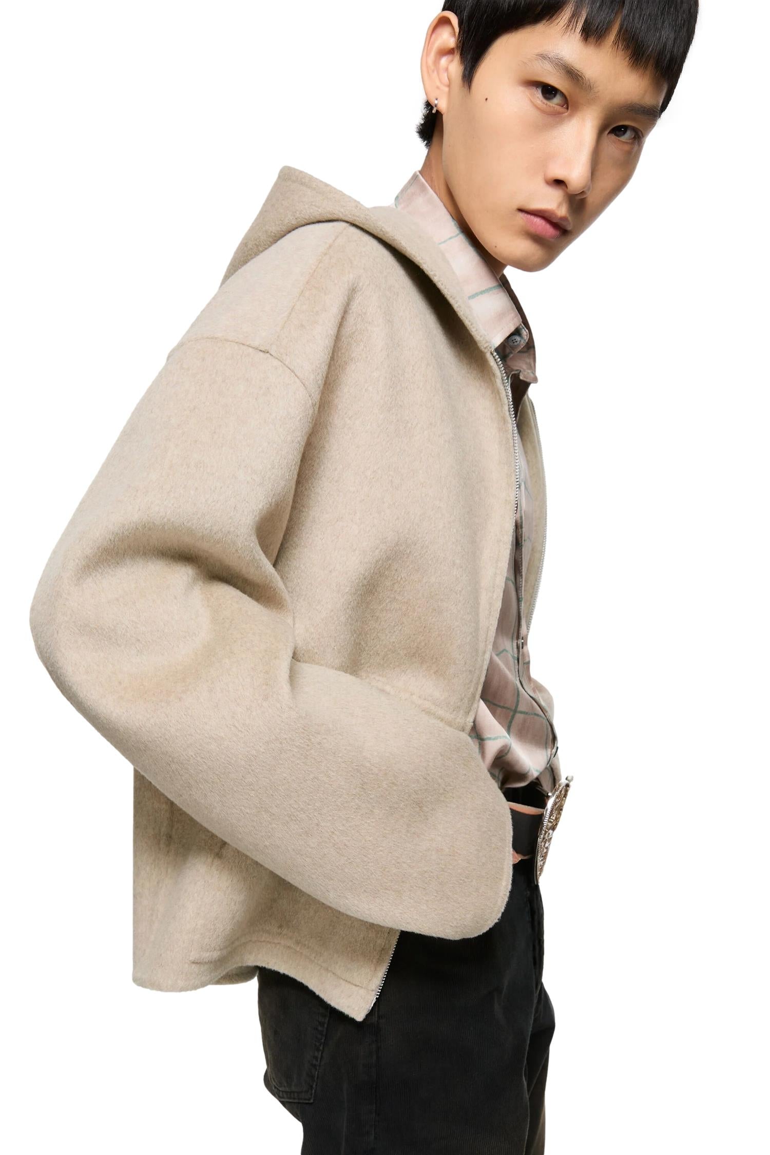Acne Hooded Cashmere Jacket Jakke Beige - modostore.no