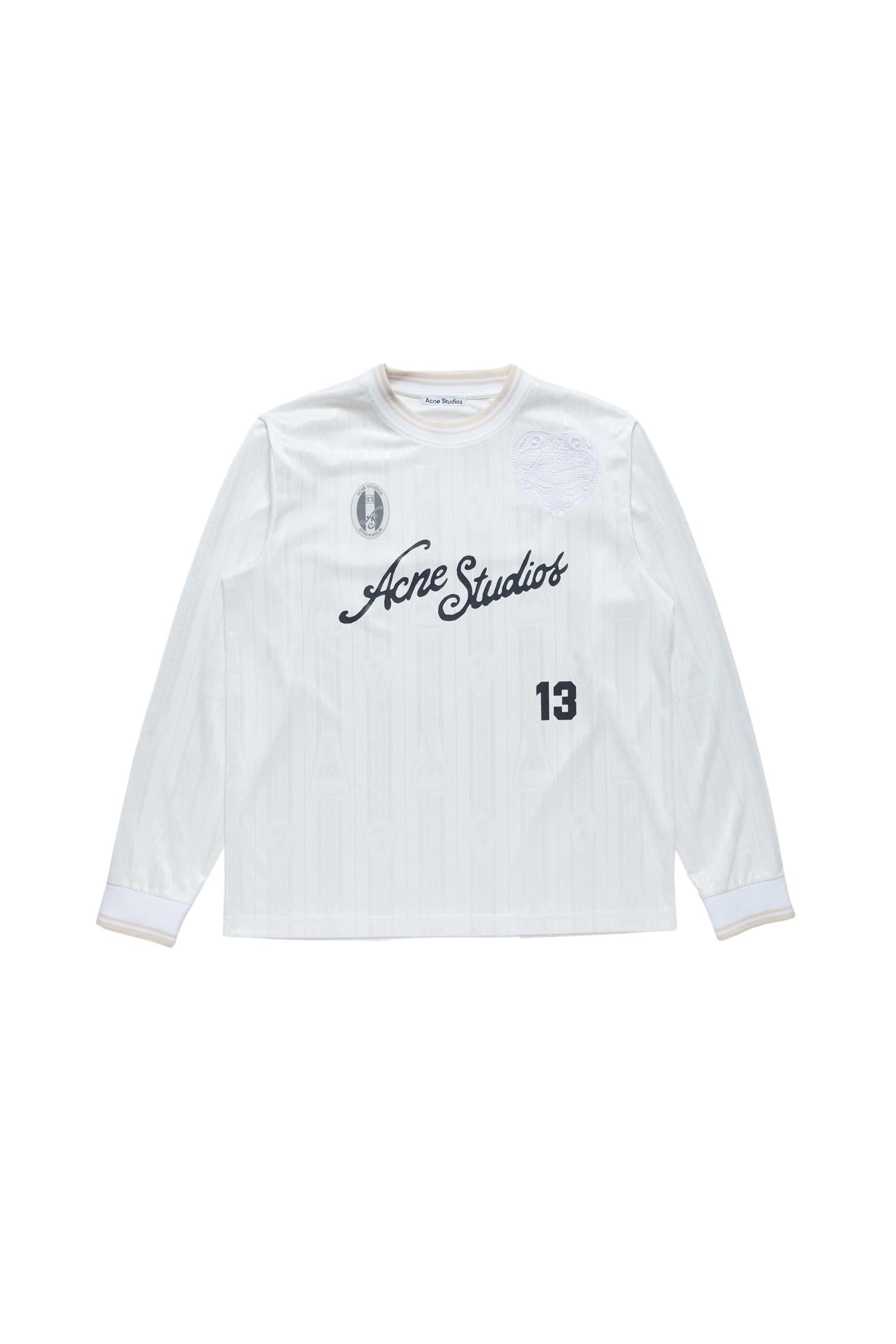 Acne Logo Sports Jersey Longsleeve Hvit Mønster - modostore.no