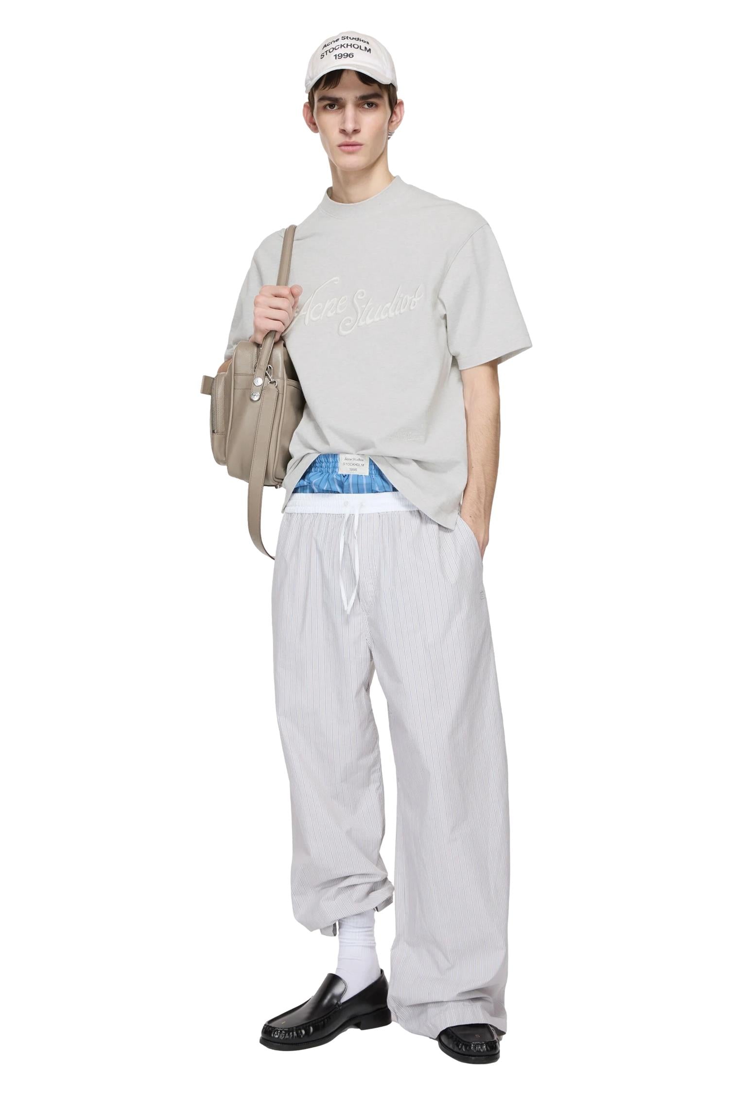 Acne Logo T-Shirt - Relaxed Fit T-shirt Lysegrå - modostore.no