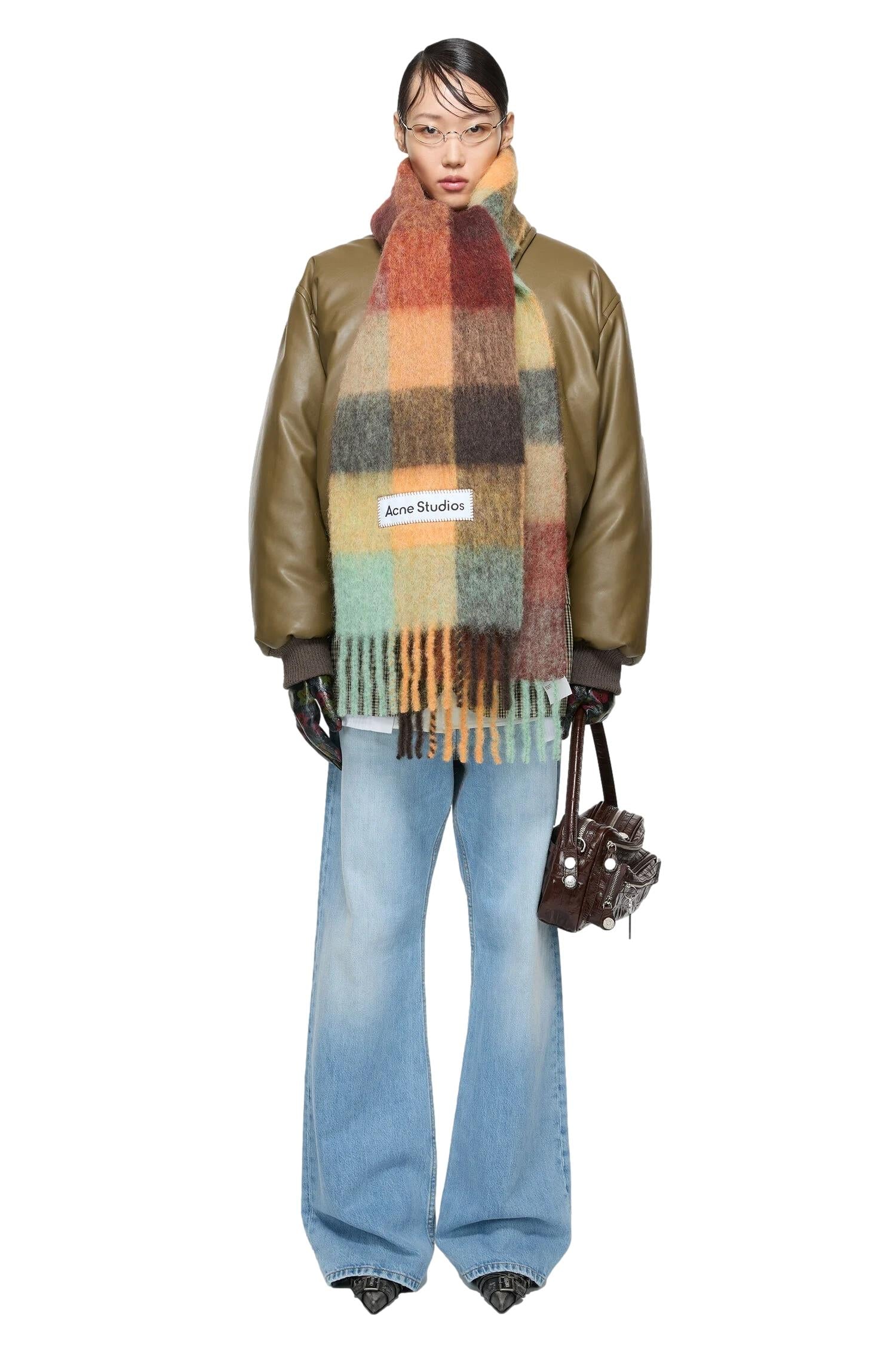 Acne MOHAIR CHECKED SCARF Skjerf Mønster - modostore.no