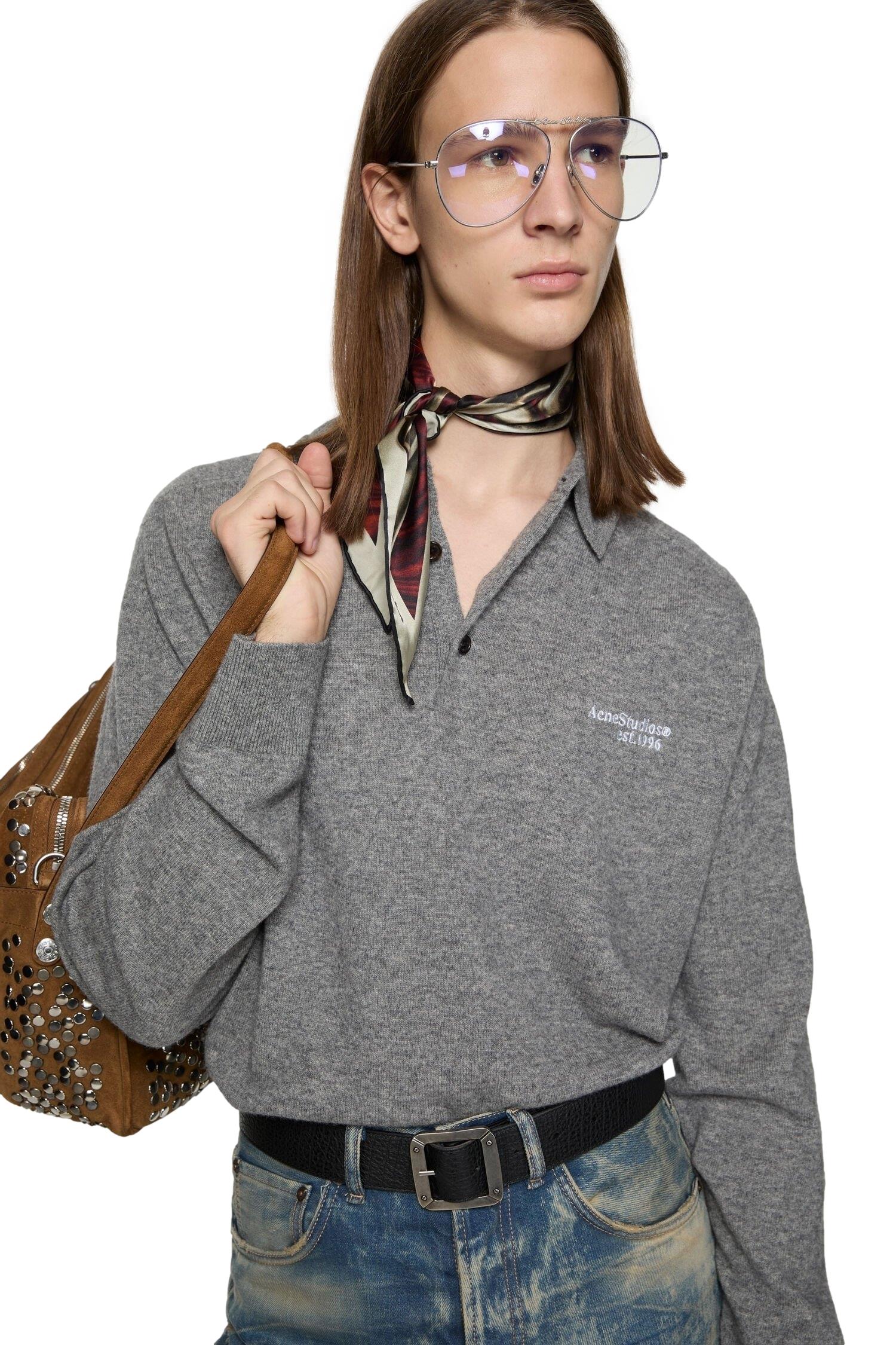 Acne Polo Knit Genser Grå - modostore.no