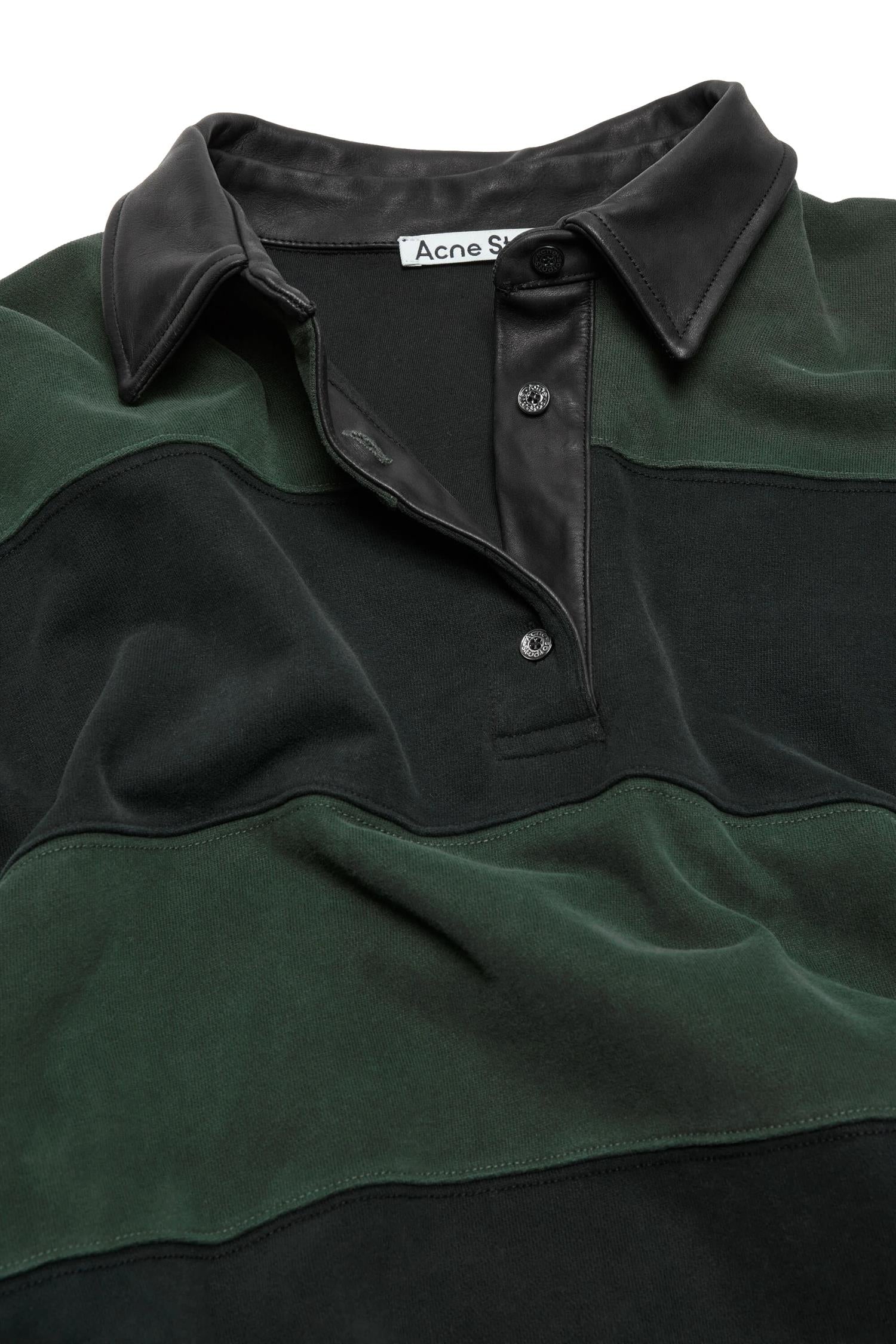 Acne Striped Polo Sweater Genser Grønn Og Sort - modostore.no