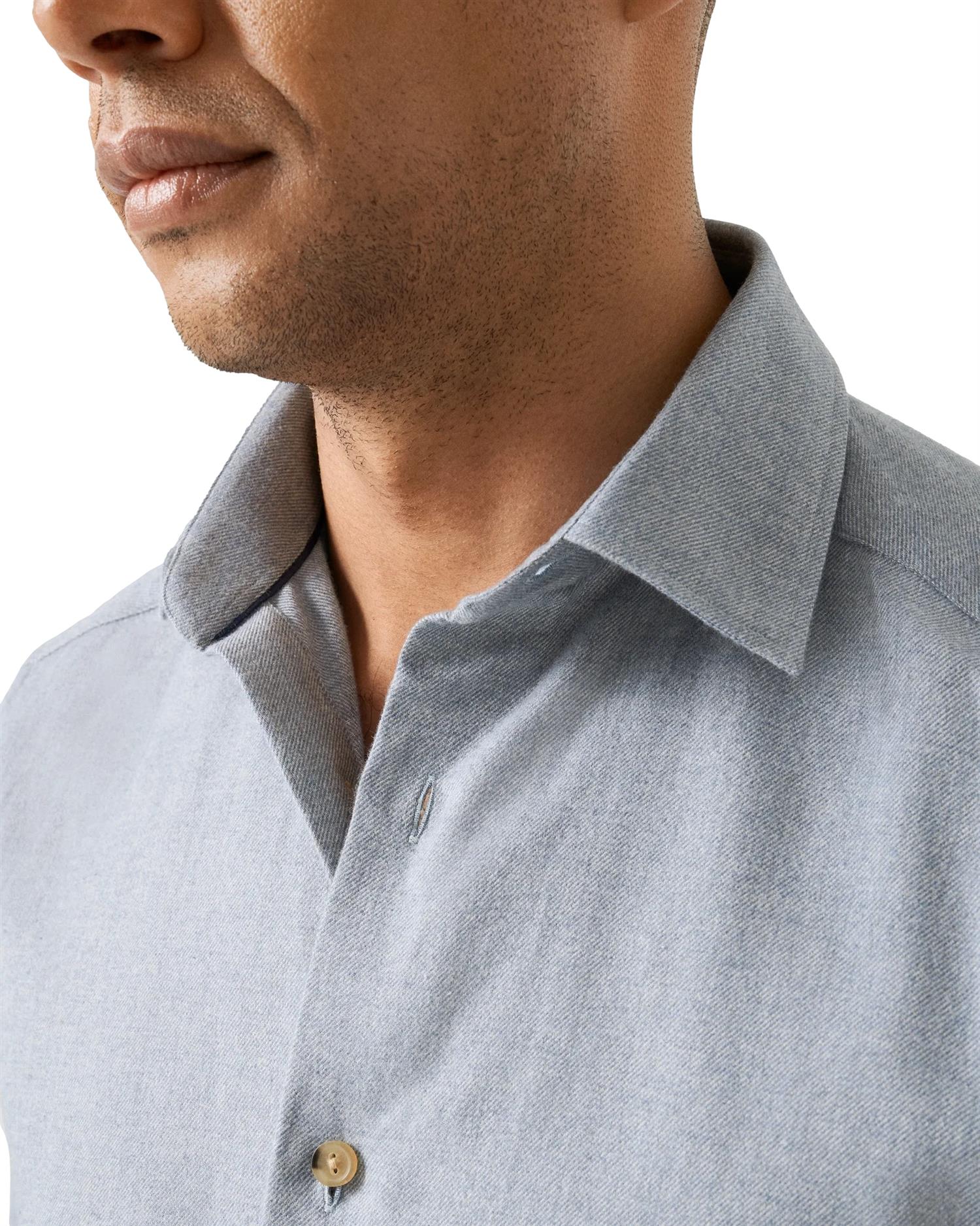 Eton Solid Flannel Shirt Skjorte Lys Blå Melert - modostore.no