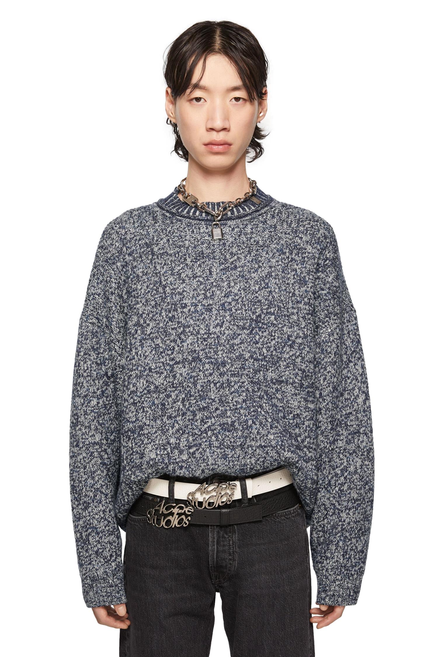 Acne Jacquard Jumper Genser Mørk Blå Melert - modostore.no