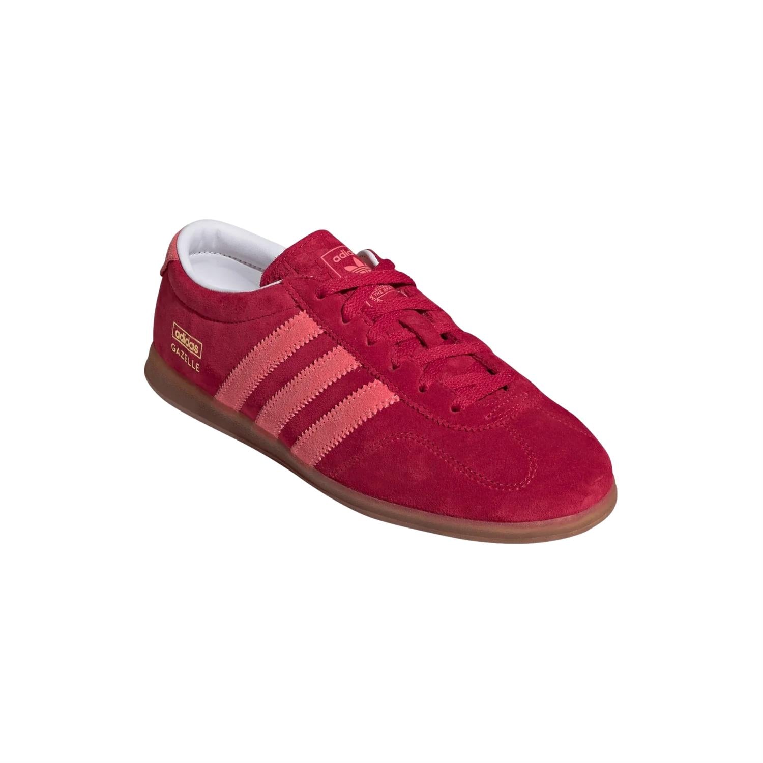 Adidas Gazelle Lo Pro W IH6944 rosa og røde skosåler, casual lave sneakers for kvinner med rosa og røde detaljer