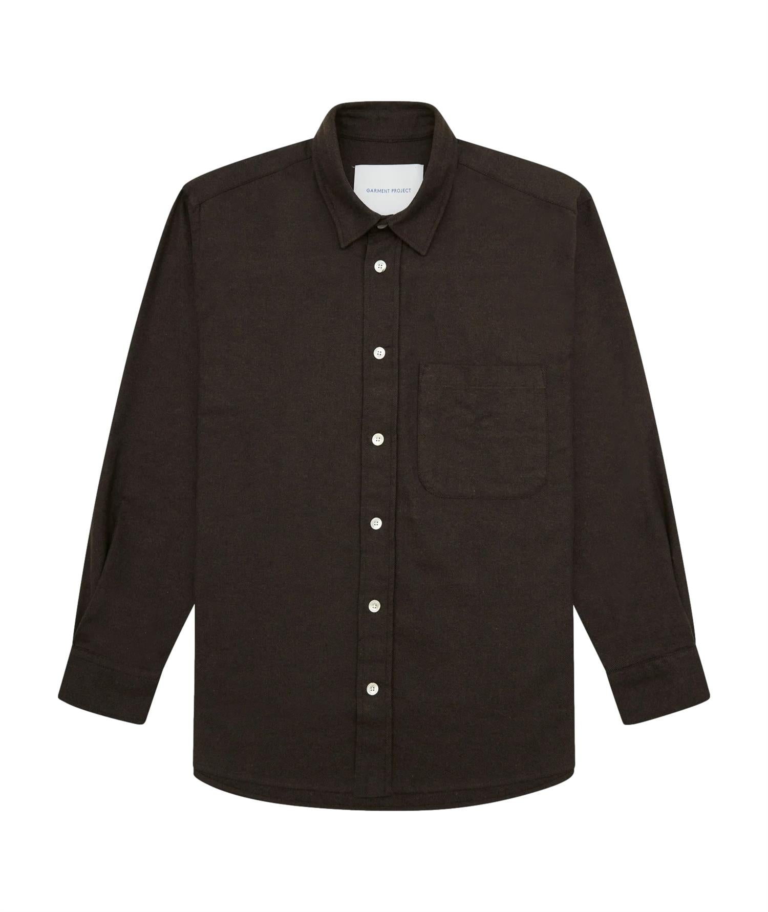 Garment Project Relaxed Long Sleeved Shirt Skjorte Mørkebrun - modostore.no