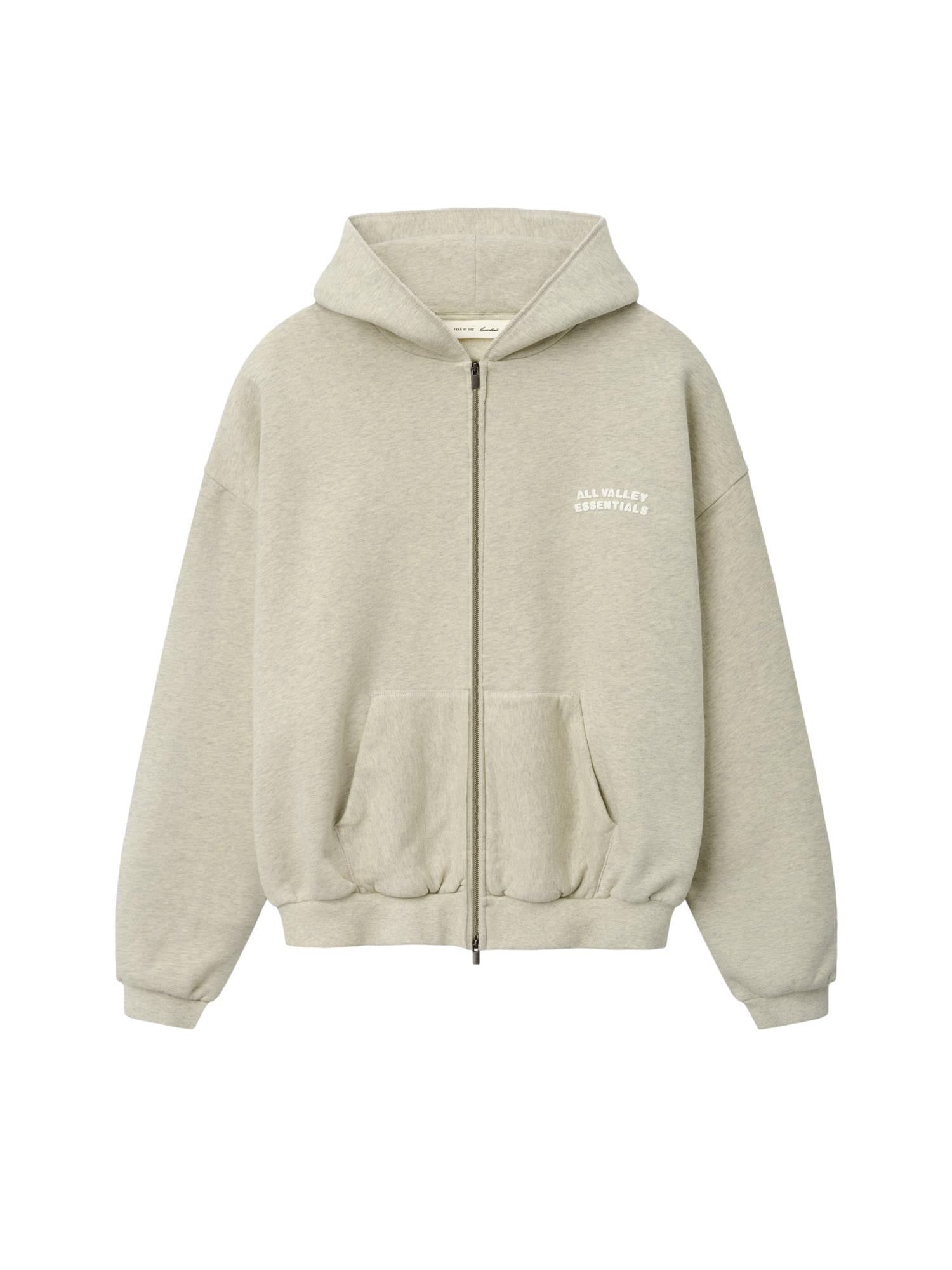 Fear of God Essentials 90S Full Zip Hoodie Hettegenser Lys Grå Melert