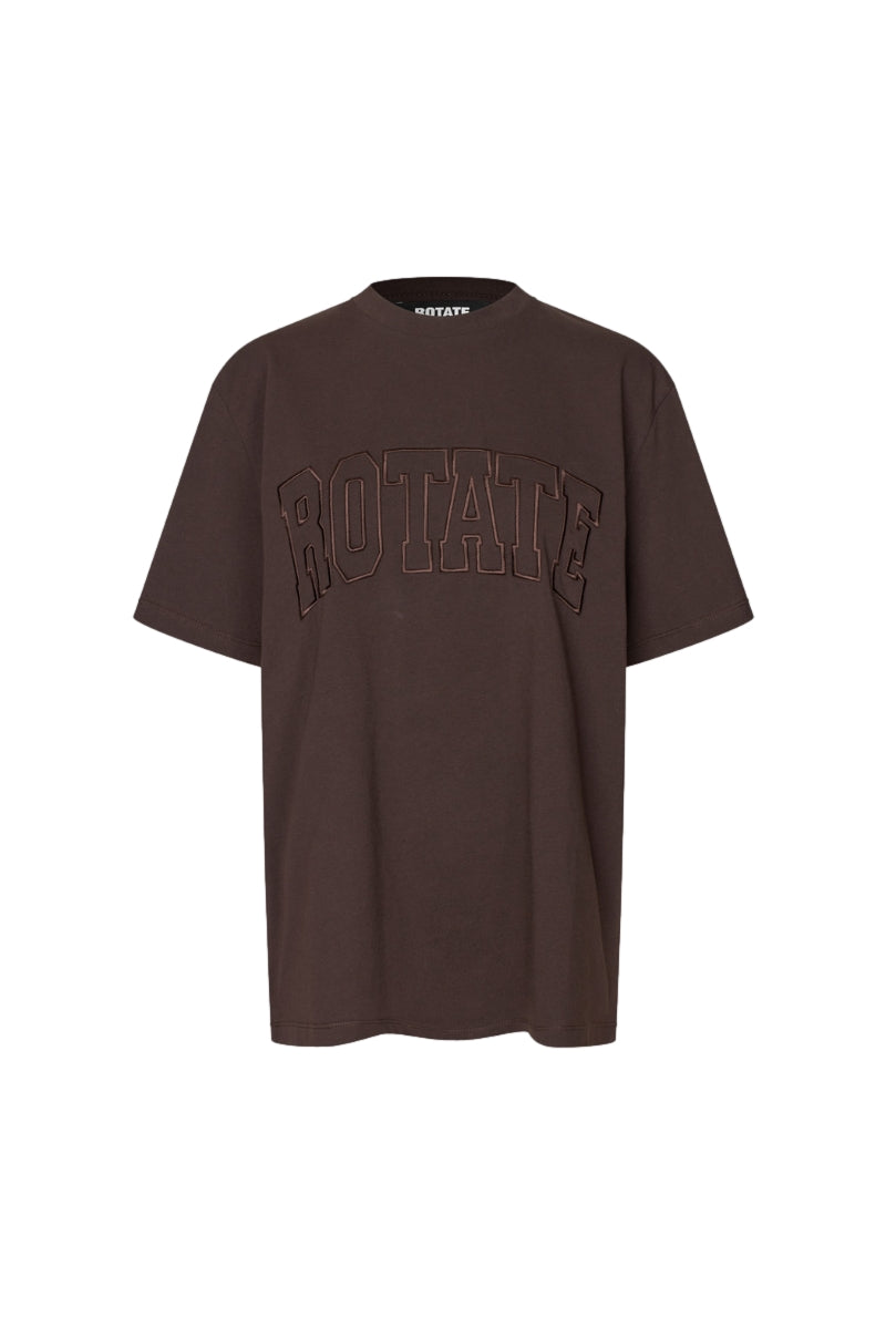 ROTATE Jersey Oversized T-Shirt Topp Mørkebrun