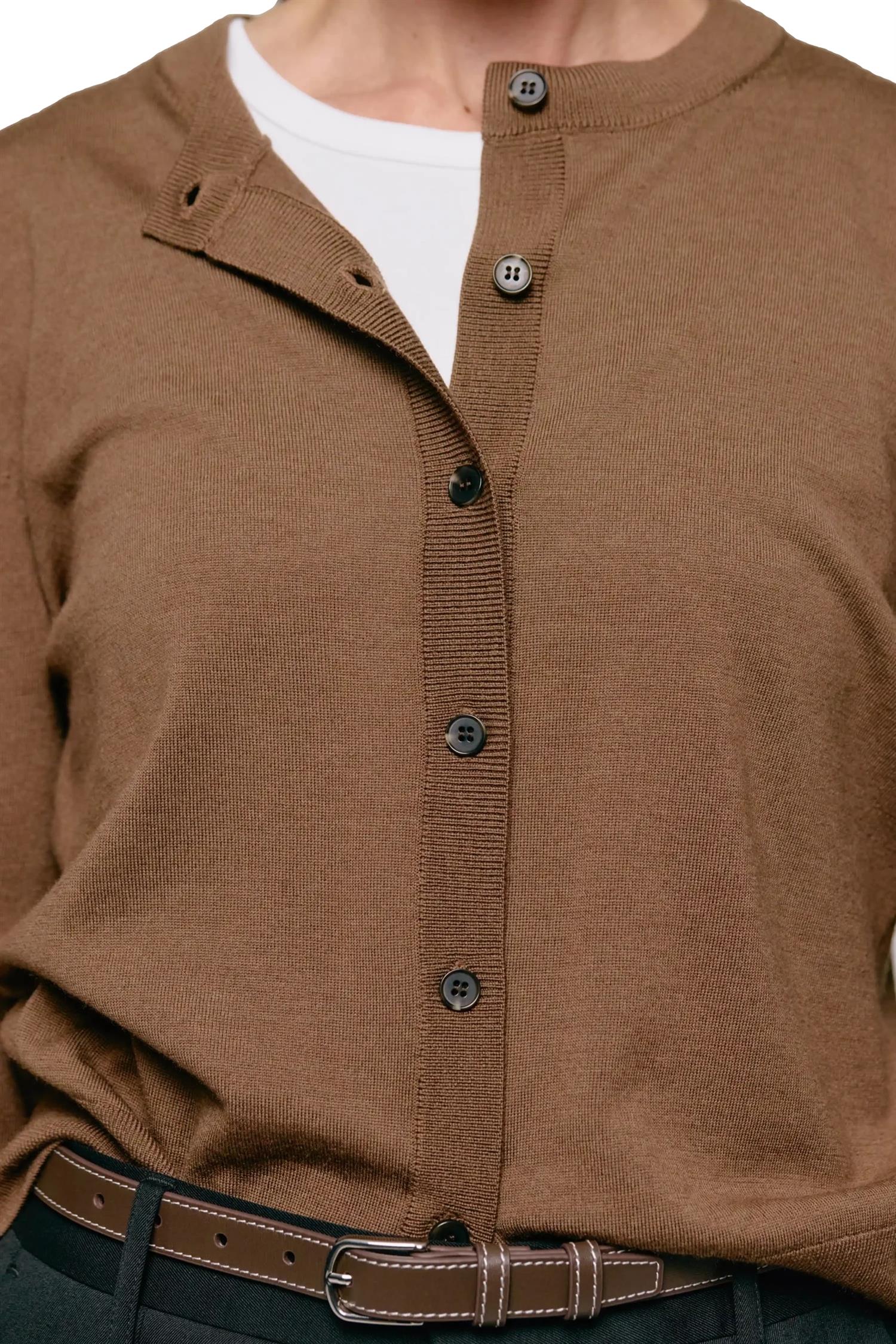 Julie Josephine Lilja Merino Cardigan Cardigan Brun - modostore.no