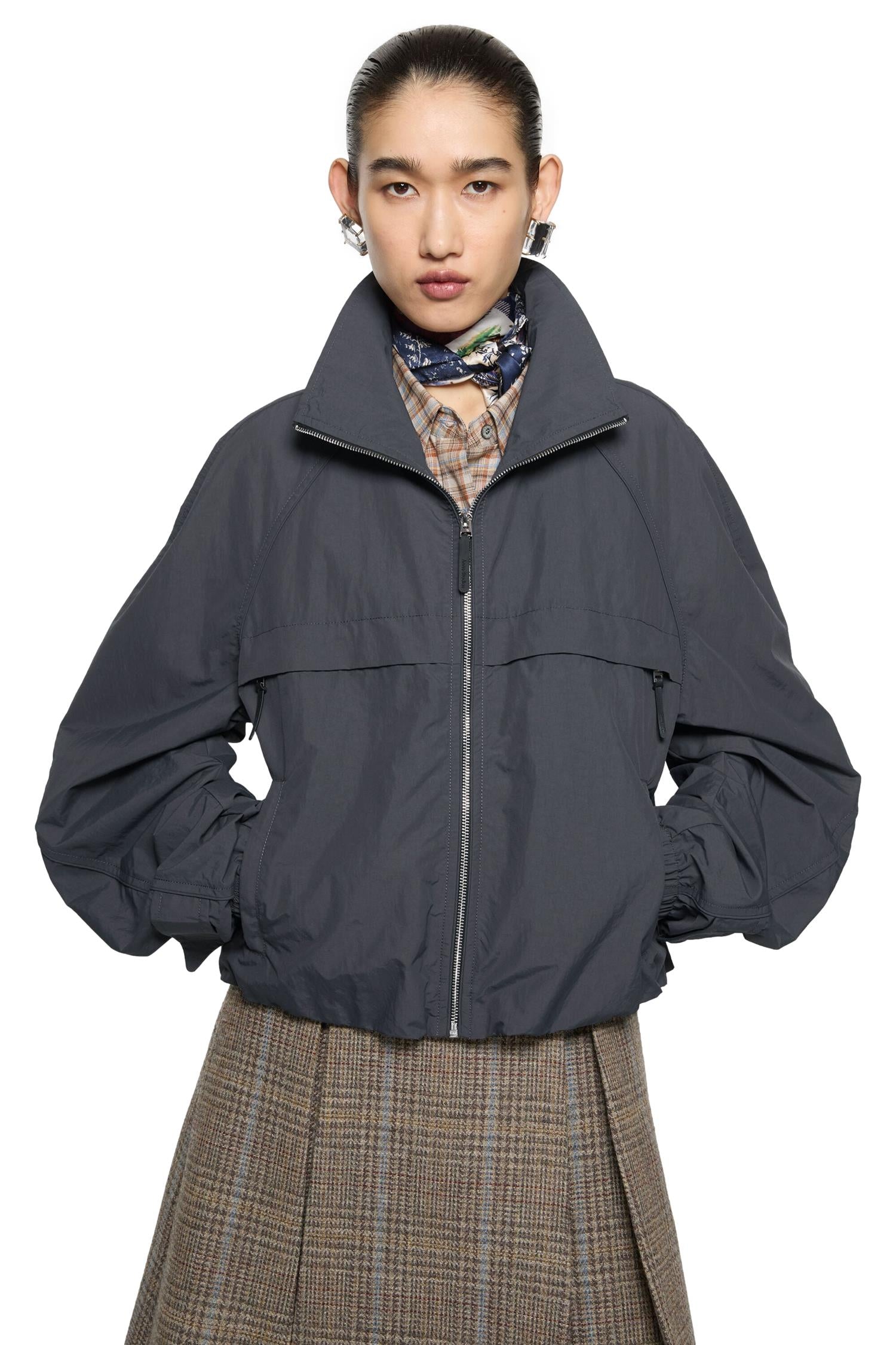 Acne Nylon Logo Jacket Jakke Mørkegrå