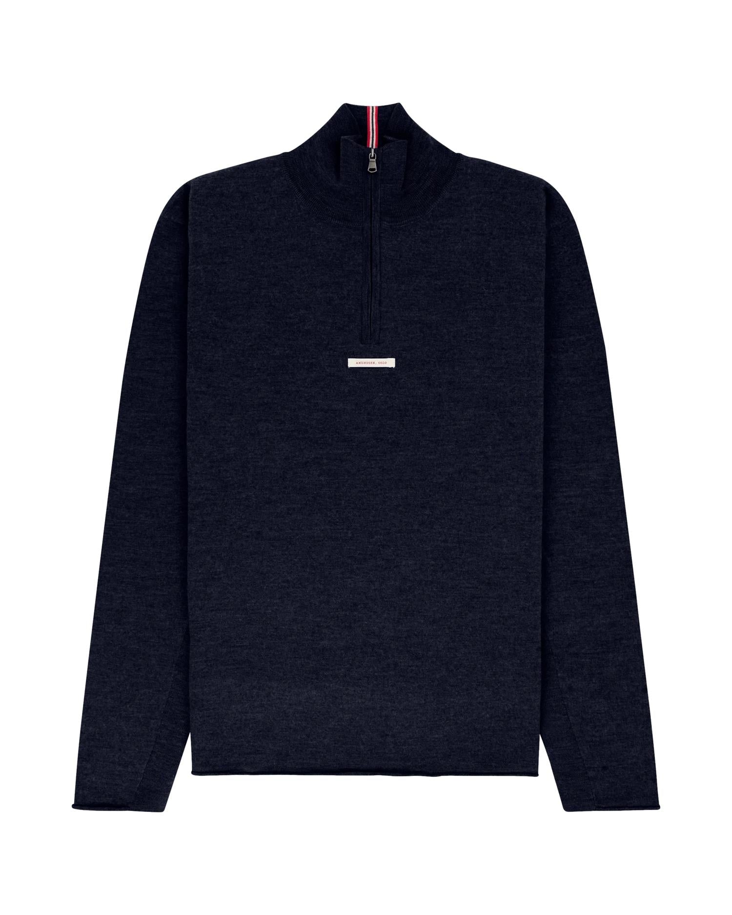 Amundsen Boiled Half Zip Mens Genser Navy - modostore.no