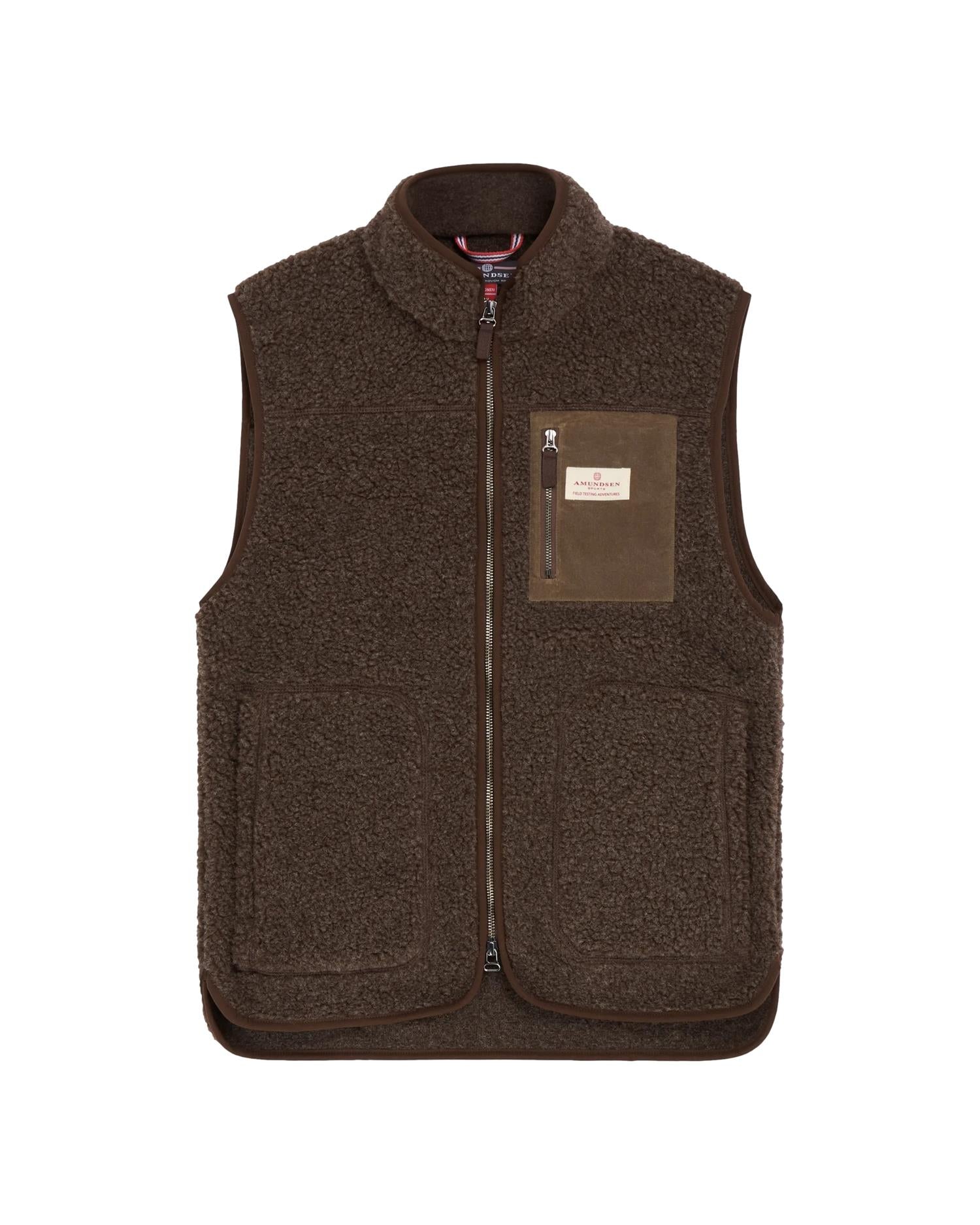 Amundsen Heroes Wool Fleece Vest Womens Vest Mørkebrun - modostore.no