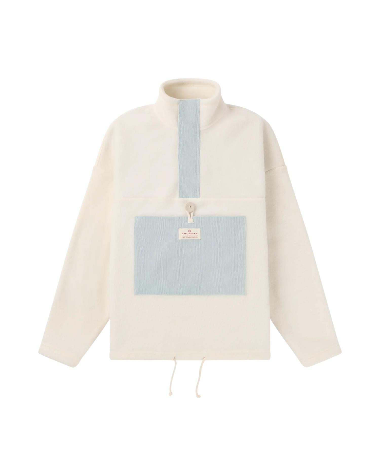 Amundsen V-Bond Cord Fleece Womens Genser Hvit Og Blå - modostore.no