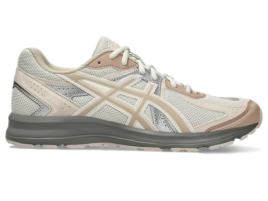Asics JOG 100S joggesko i krem, fjærgrå og rosa mønster, sportssko for trening og løping