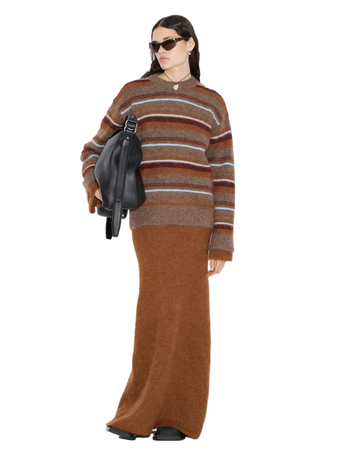 Holzweiler Fluffy Stripe Crew Genser Lysebrun