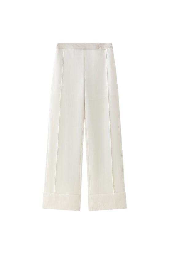 Viktoria Chan Cosmos Wide Leg Wool Trousers Bukse Hvit - modostore.no