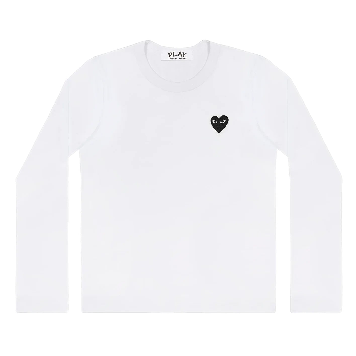 Comme des Garcons Play Play Womens Long Sleeve White with Black Heart Longsleeve Hvit - modostore.no