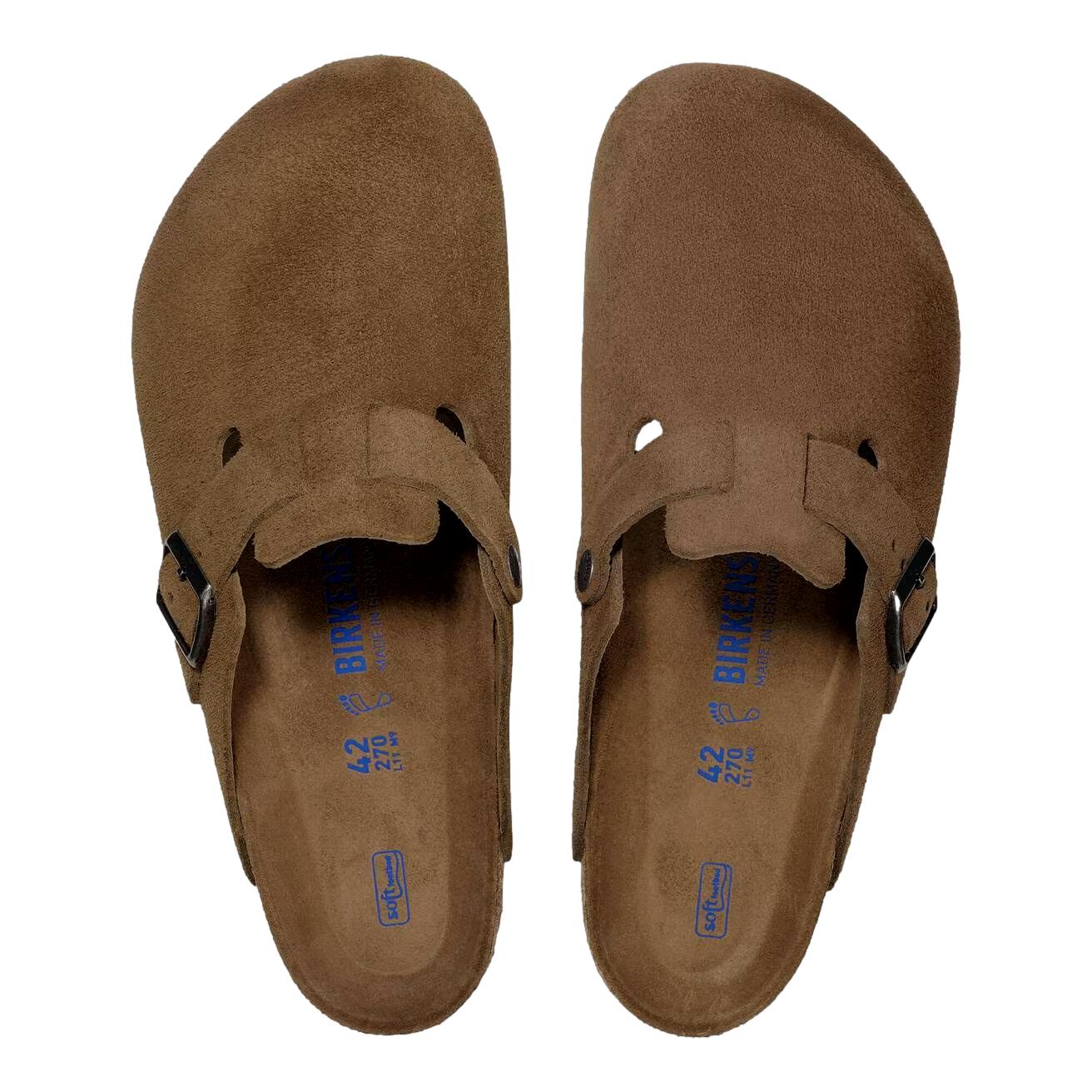 Birkenstock Boston SFB sko i semsket mørk teefarget med smale passformer, lysebrun farge, laget av komfortabelt skinnmateriale