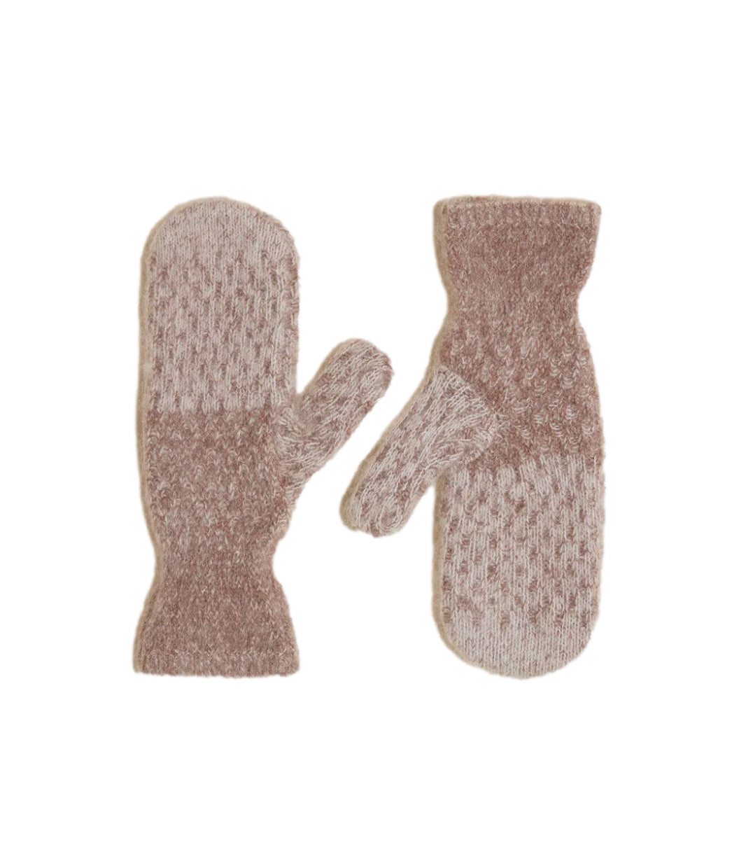 Holzweiler Tine Faded Knit Mittens Votter Burgunder Og Beige - modostore.no