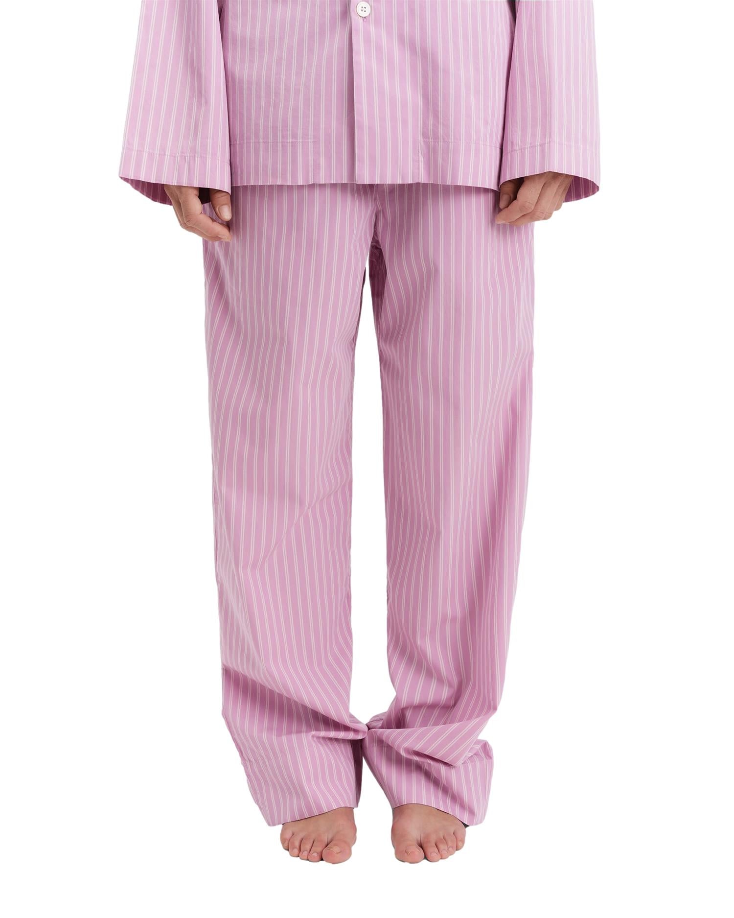 Tekla Poplin Pyjamas Pants Purple Pink Stripes Undertøy Rosa