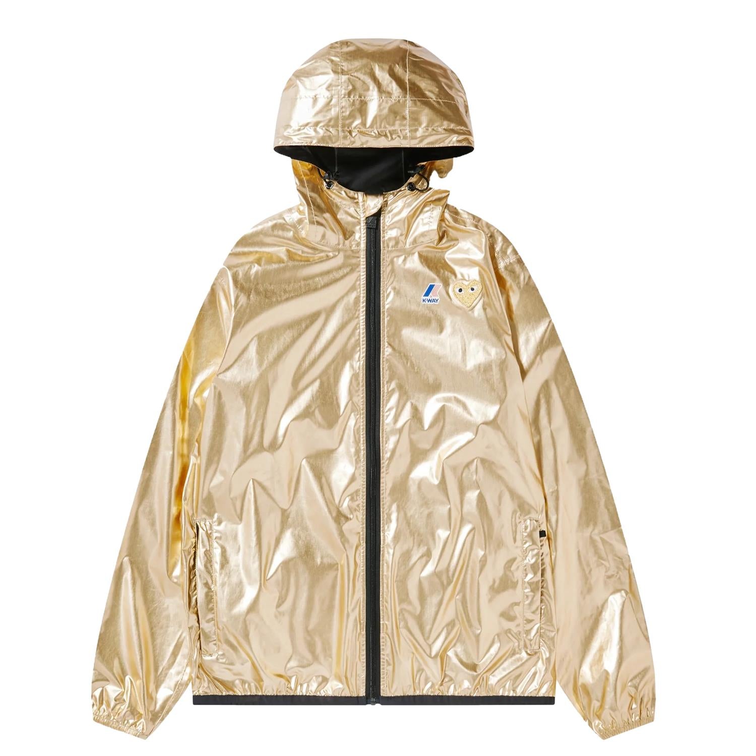 Comme des Garcons Play Unisex K-Way Jacket Gold Emblem Jakke Gull - modostore.no