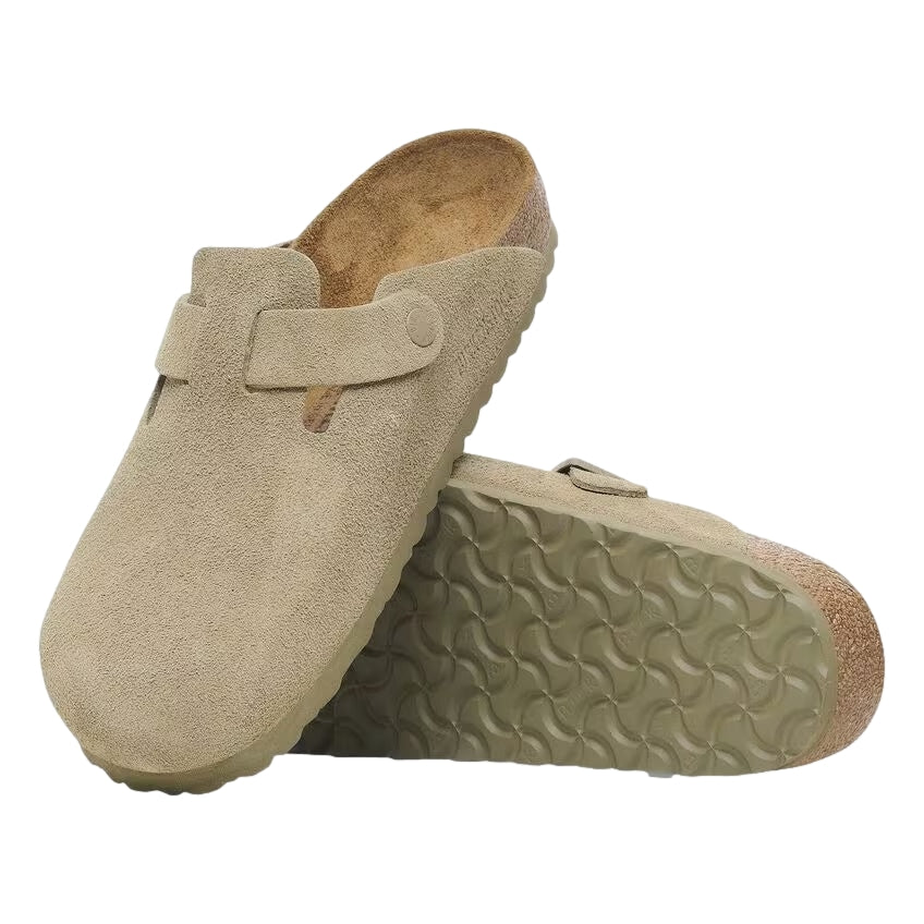 Birkenstock Boston Suede Regular Faded Khaki Sko Khaki - modostore.no