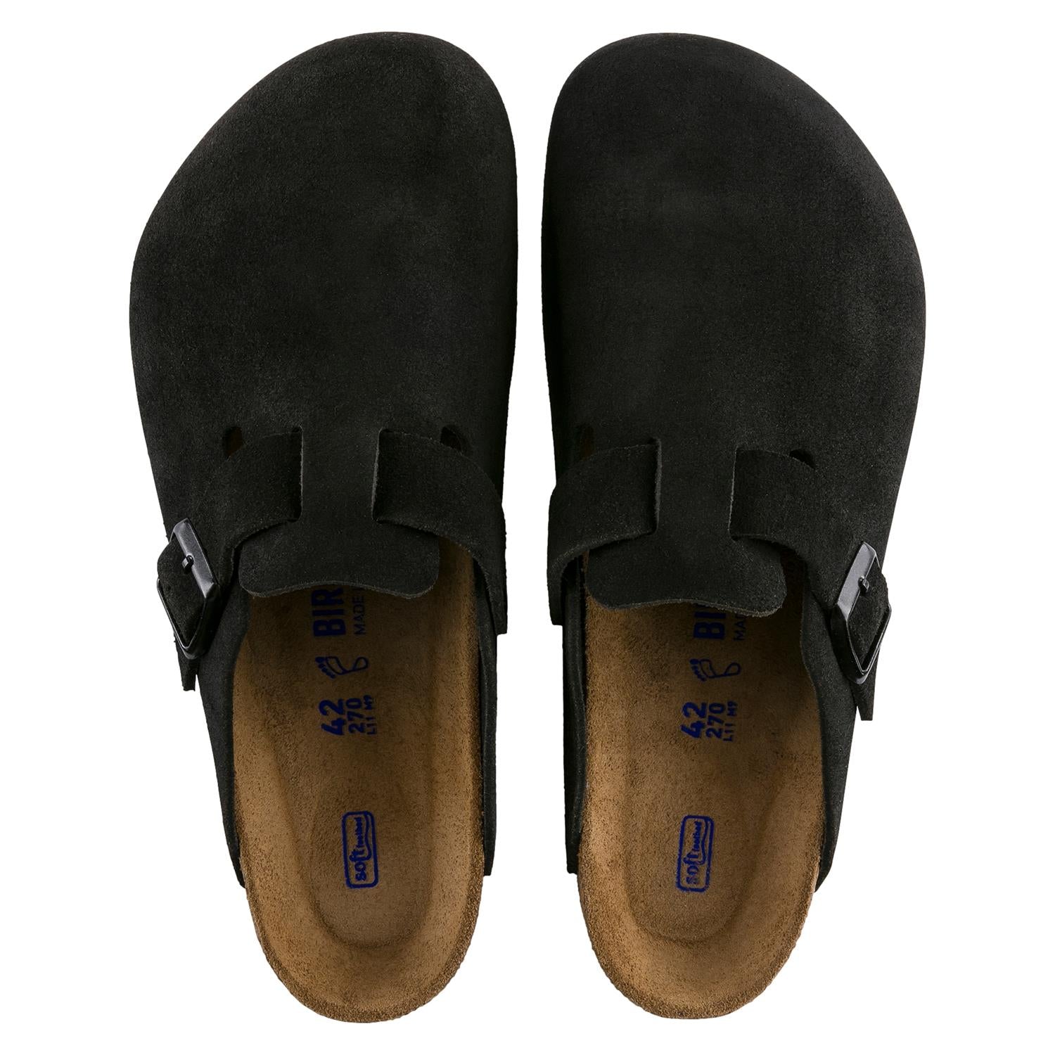 Birkenstock Boston Suede Leather Narrow Sko Sort - modostore.no