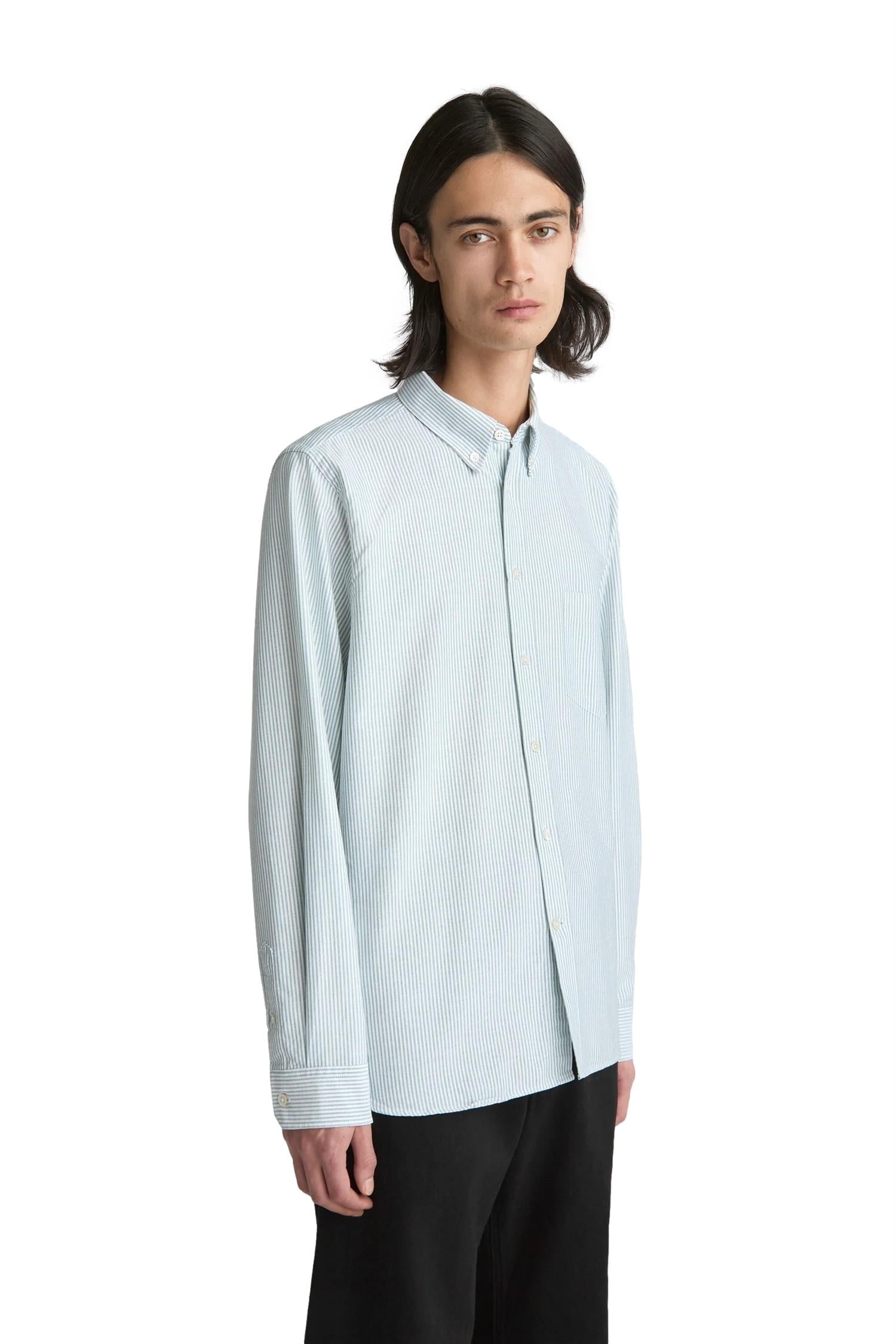 Livid Initial Green Candystripe Skjorte Hvit Og Grønn - modostore.no