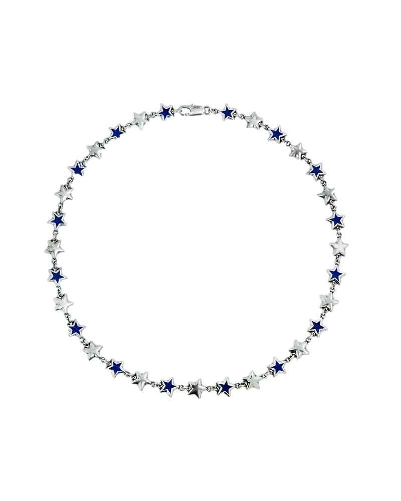TwoJeys Blue Enameled Stars Necklace Smykke Sølv / Blå - modostore.no