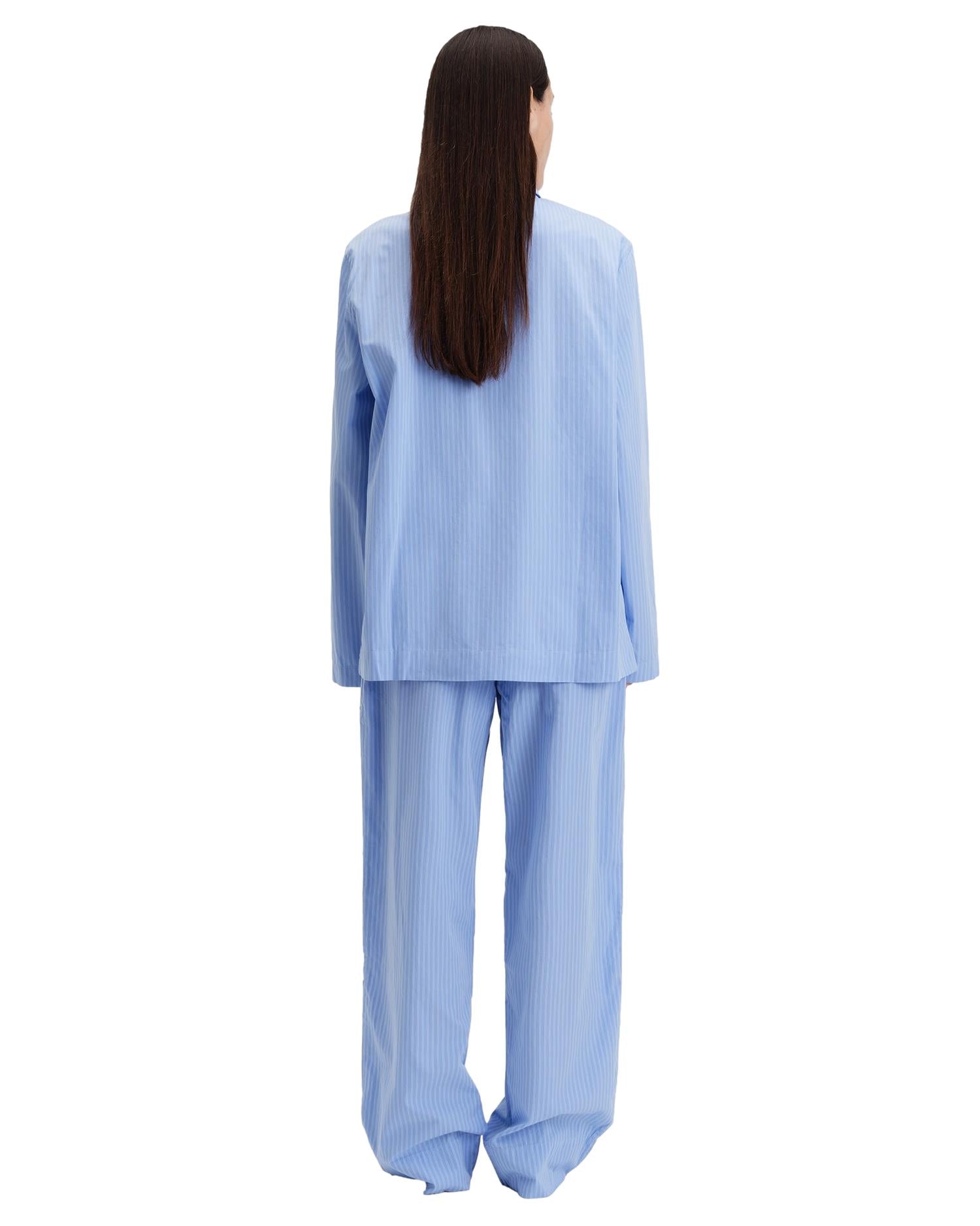 Tekla Poplin Pyjamas Long Sleeve Shirt Pin Stripes Undertøy Blå