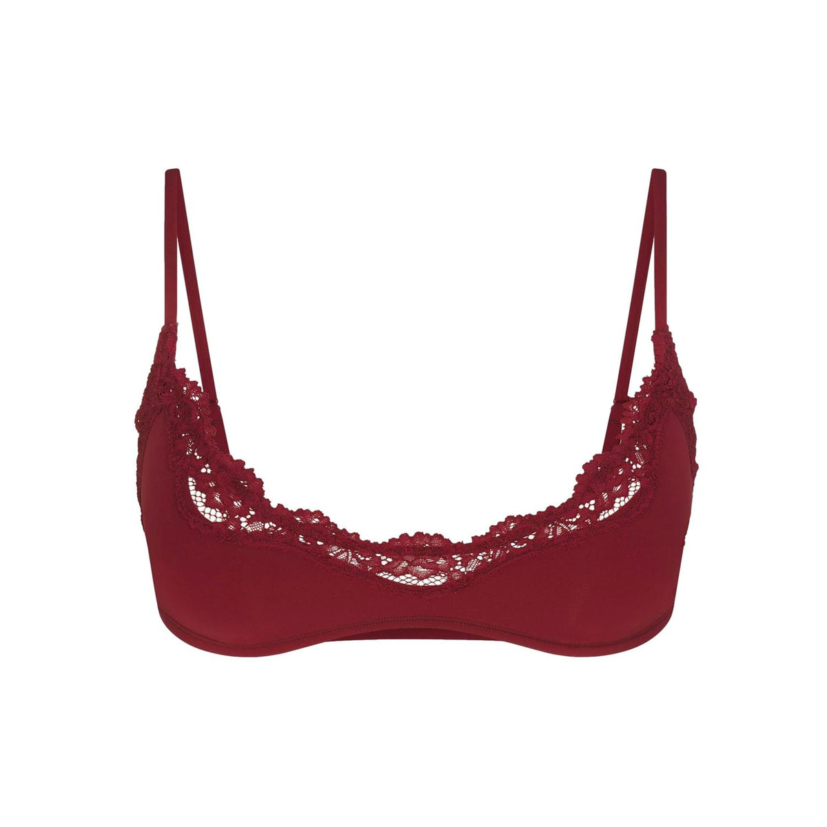 SKIMS Fits Everybody Lace Scoop Bralette Merlot Undertøy Vinrød