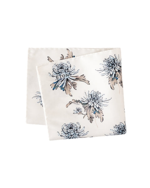 Eton Flower Oxford Silk Pocket Square Pyntetørkle Hvit Mønster
