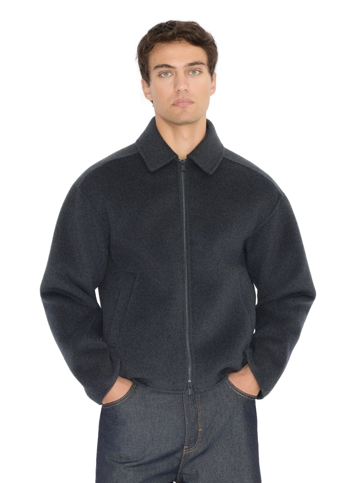 Holzweiler Chive Zip-Up Wool Jacket Jakke Vasket Sort