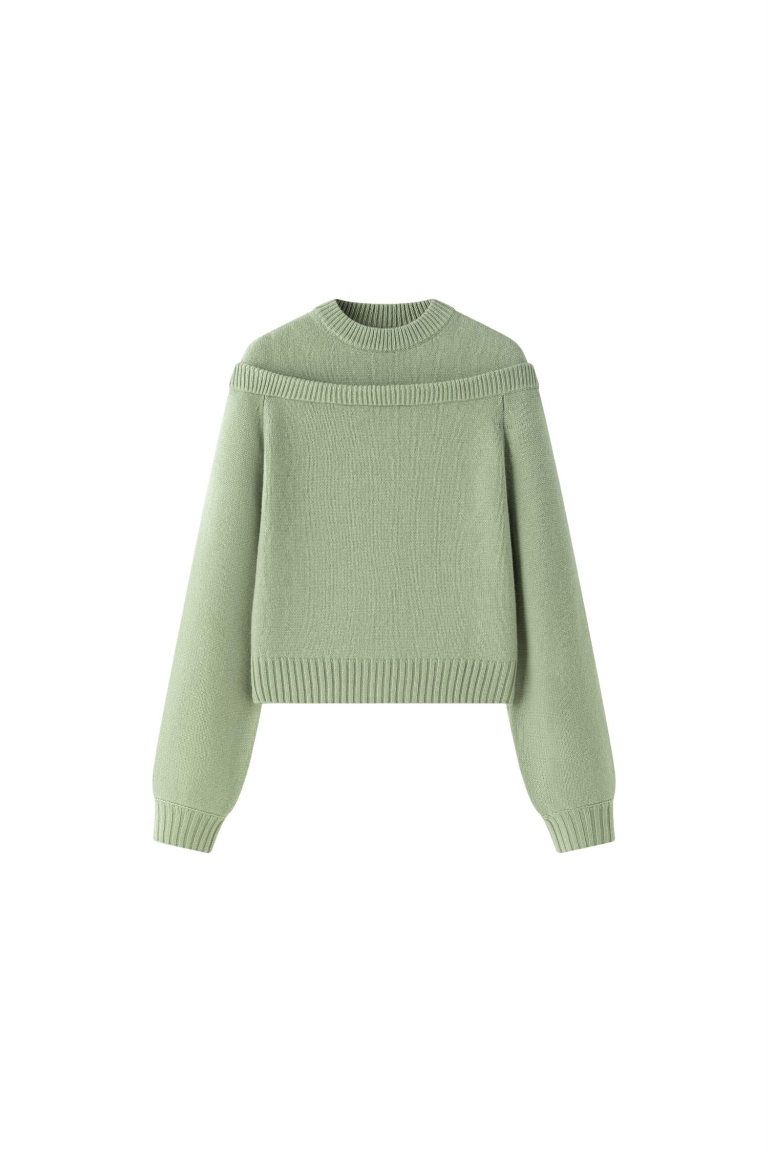 Viktoria Chan Atlas doubled neck knit Genser Lysegrønn - modostore.no