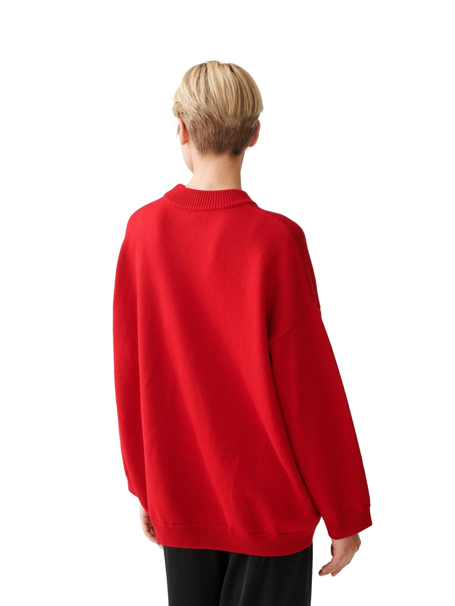 Julie Josephine Oversized Wool Crew Genser Rød