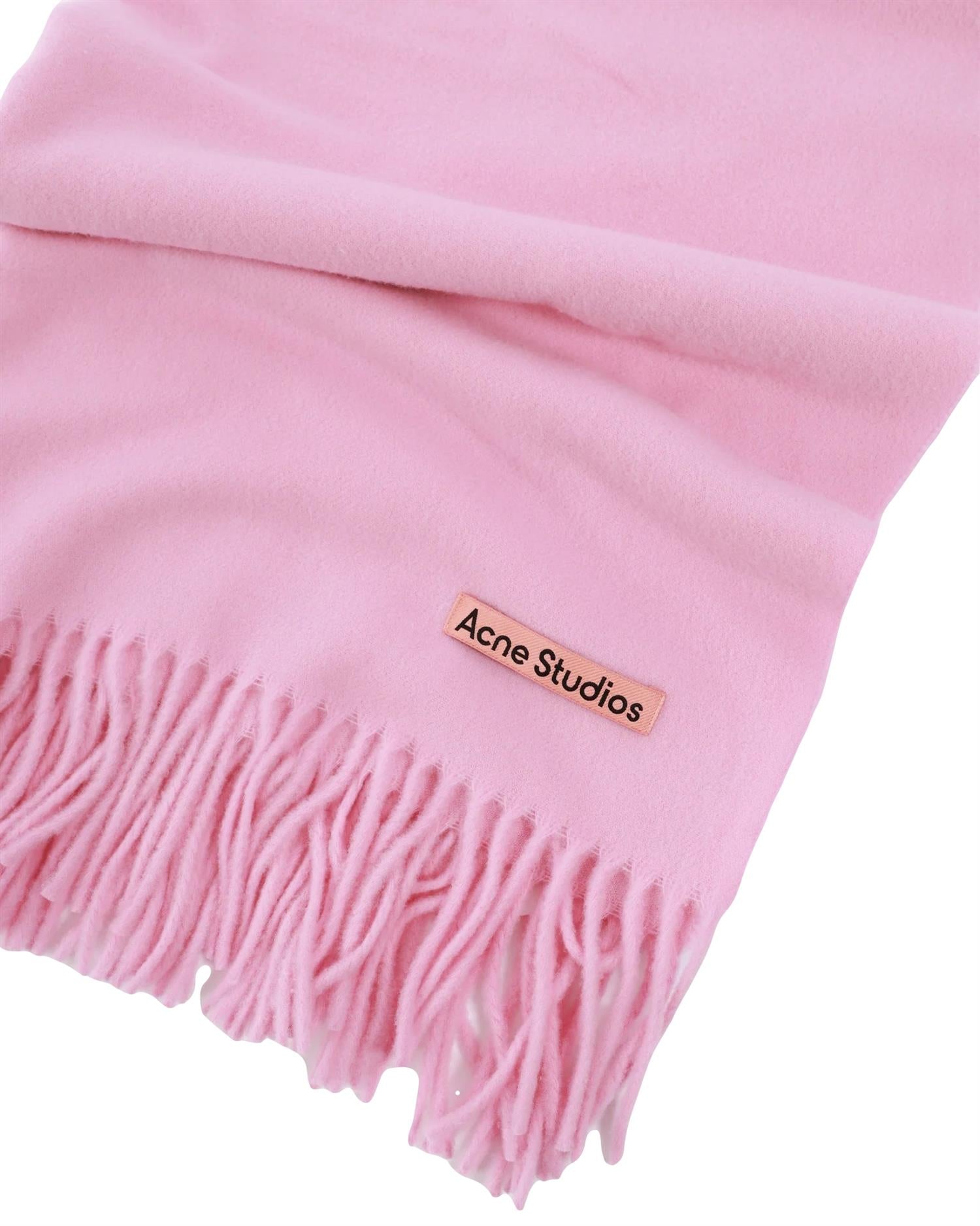 Acne Fringe Wool Scarf - Oversized Skjerf Rosa - modostore.no