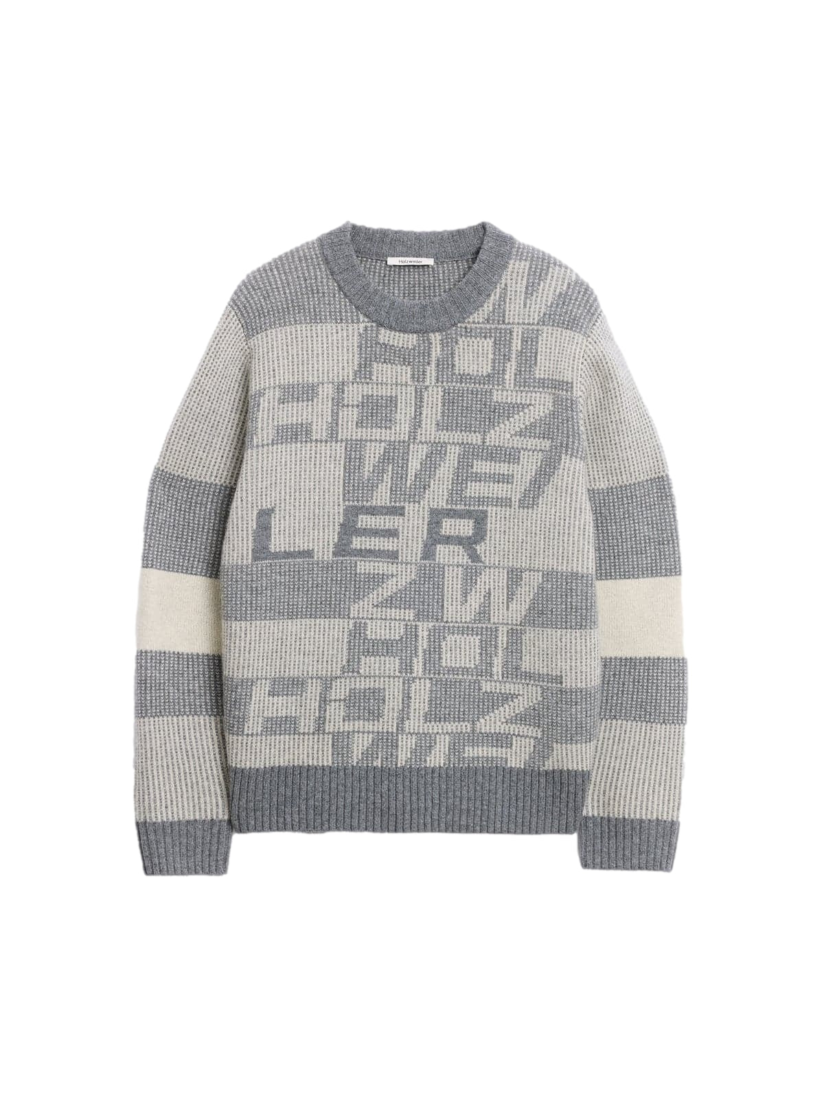 Holzweiler Lev Logo Crewneck Sweater Genser Hvit Og Grå