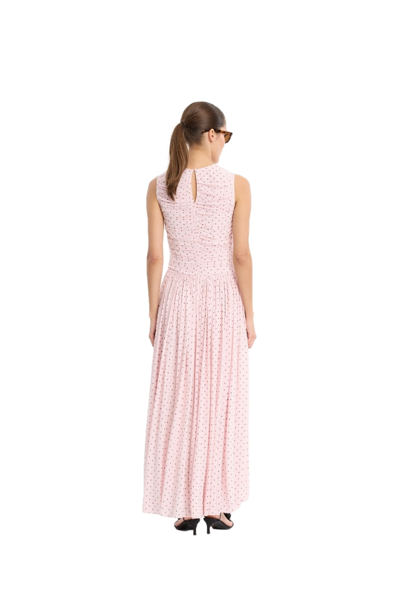 ROTATE NS Ruched Dress Kjole Rosa Mønster