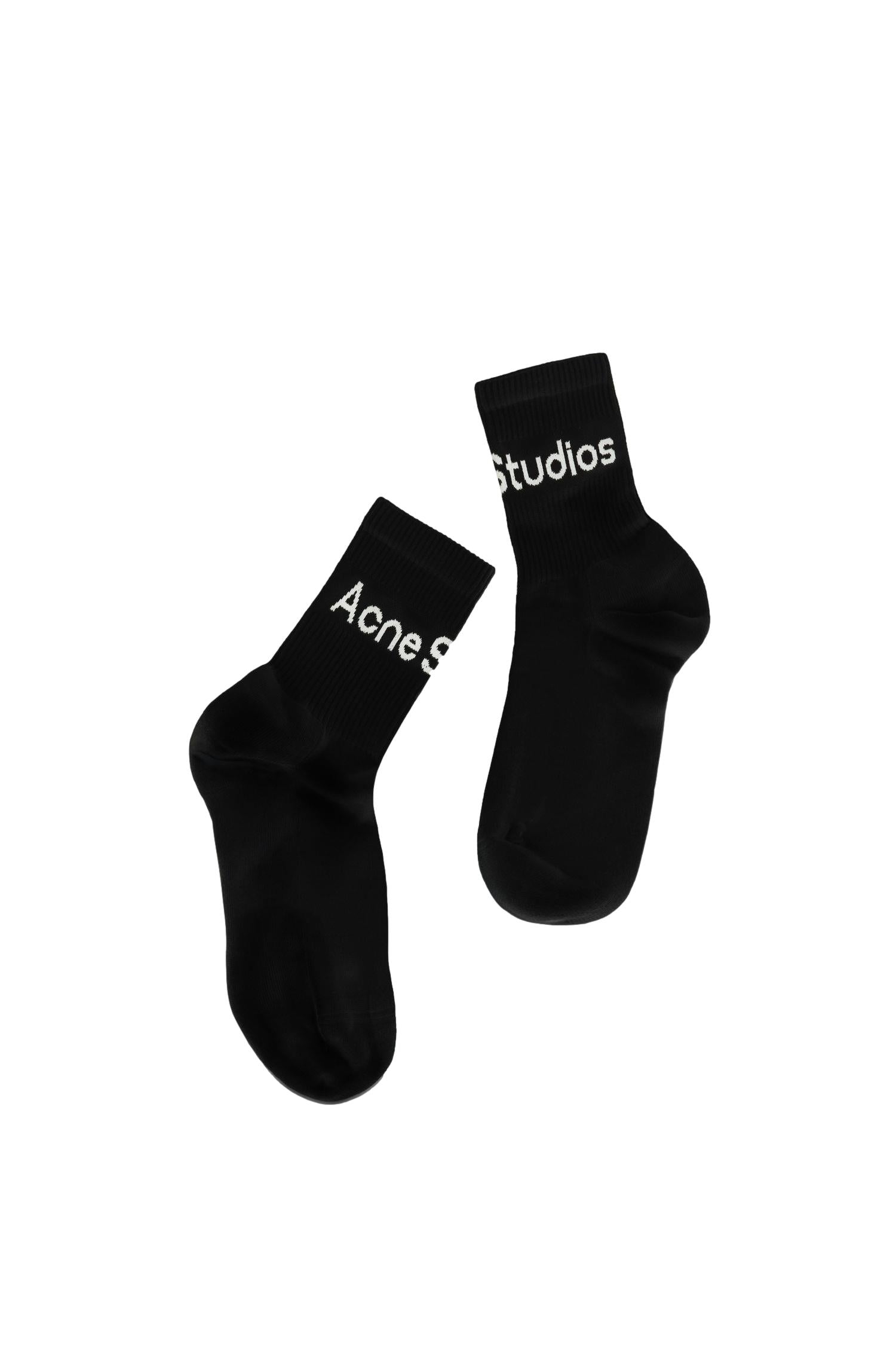 Acne Ribbed Logo Socks FN-UX-ACCS000078 Sokker Sort - modostore.no