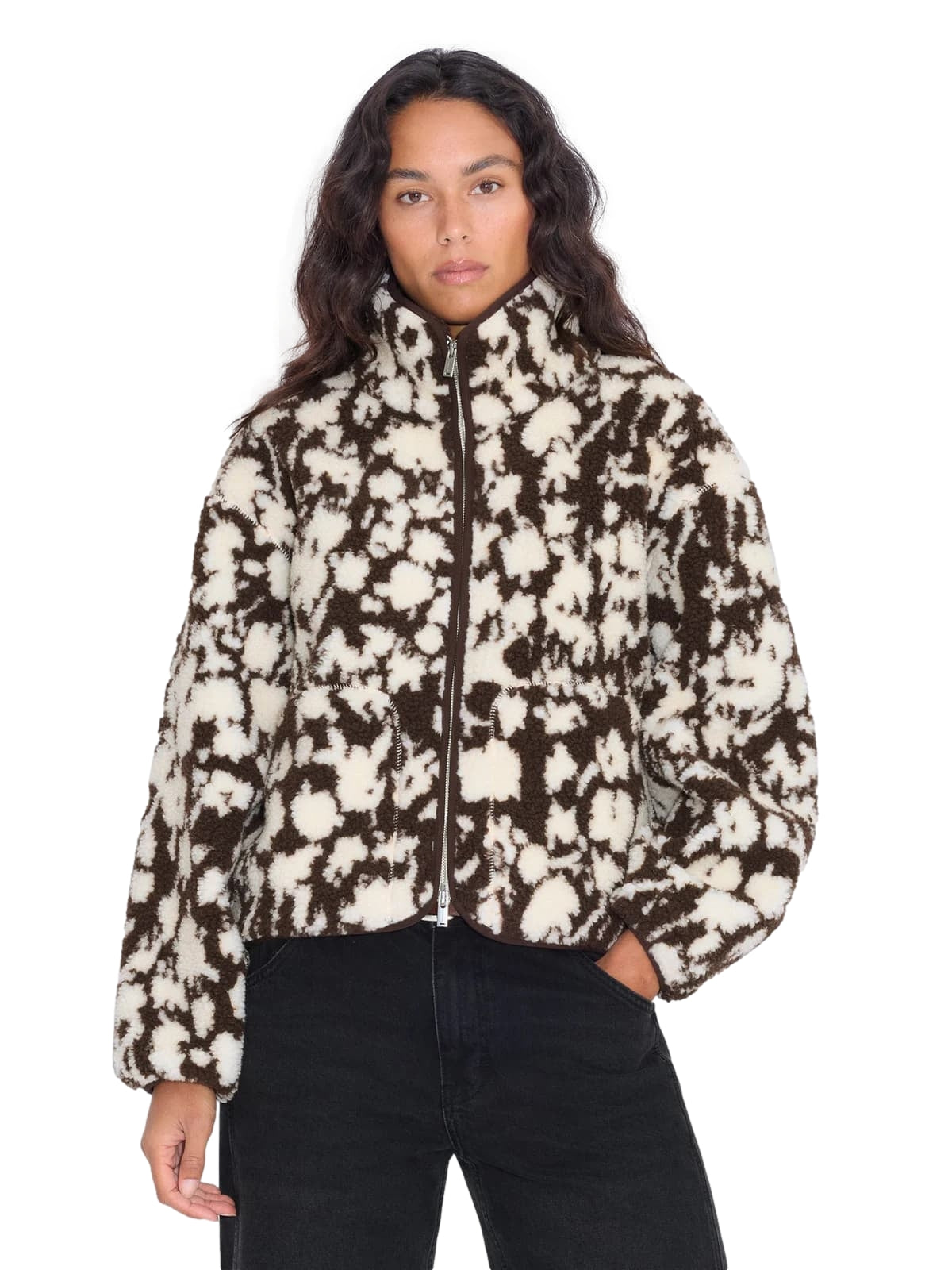 Holzweiler Rype Fleece Jacket Brown Mix Jakke Brun Og Hvit