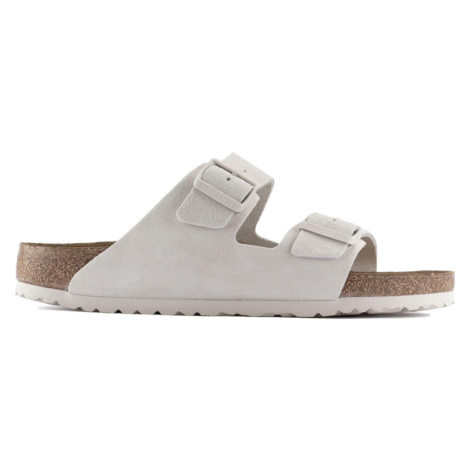 Birkenstock Arizona Suede Leather Narrow Antique White Sko Hvit - modostore.no
