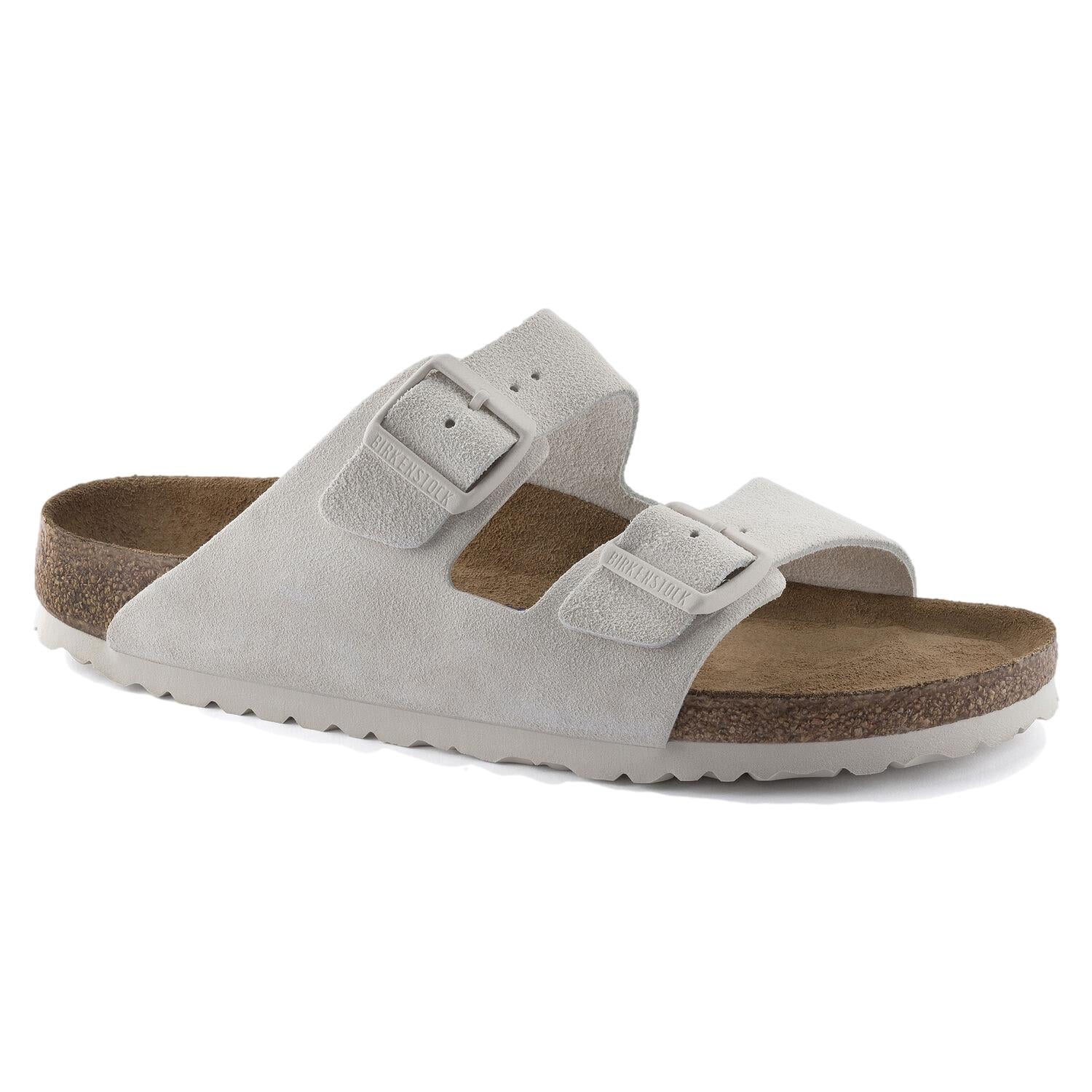 Birkenstock Arizona Suede Leather Narrow Antique White Sko Hvit - modostore.no