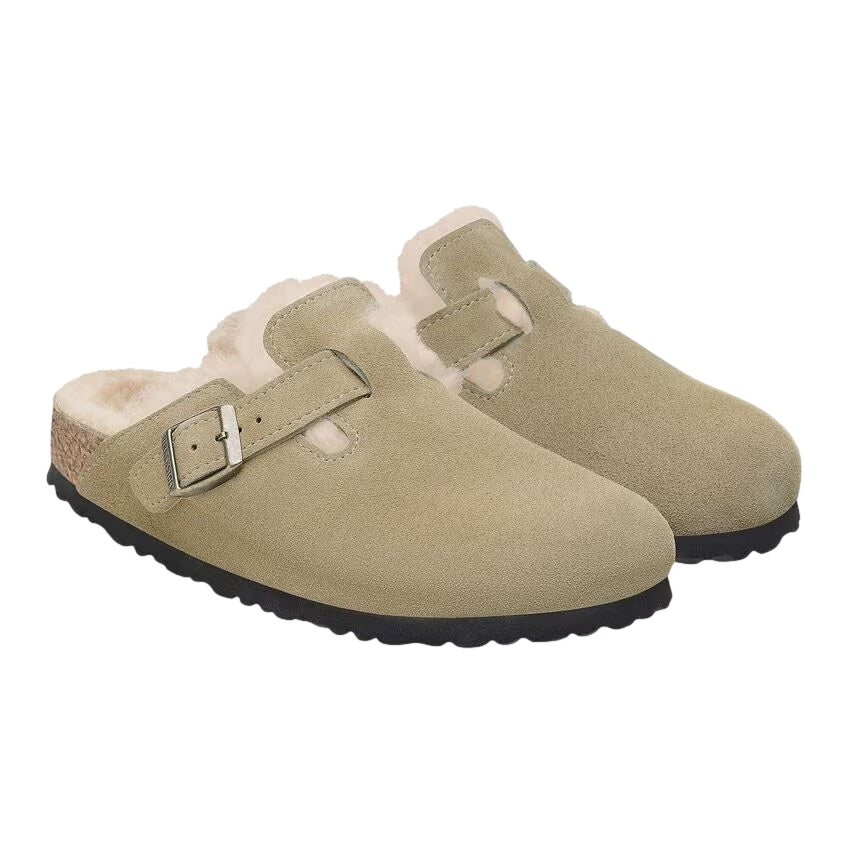 Birkenstock Boston Shearling Regular Taupe Sko Brun/Beige - modostore.no