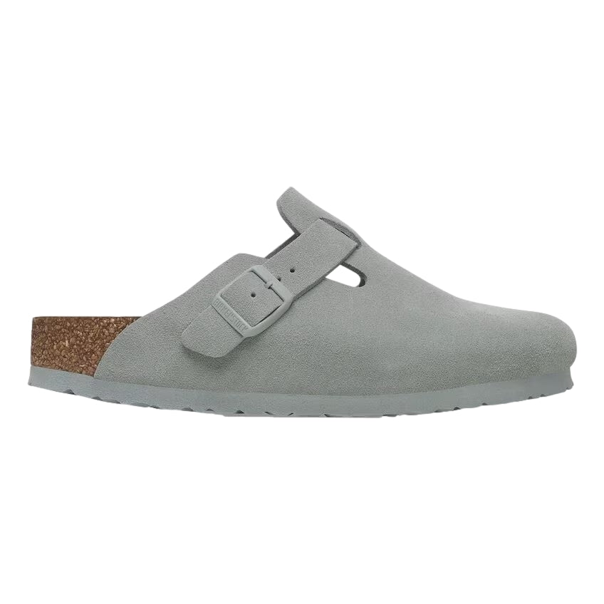 Birkenstock Boston Suede Narrow Pure Sage Sko Gråblå - modostore.no
