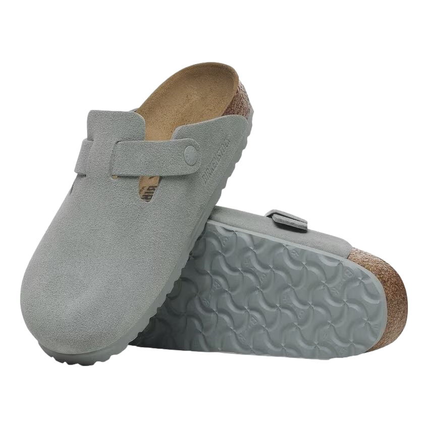 Birkenstock Boston Suede Narrow Pure Sage Sko Gråblå - modostore.no