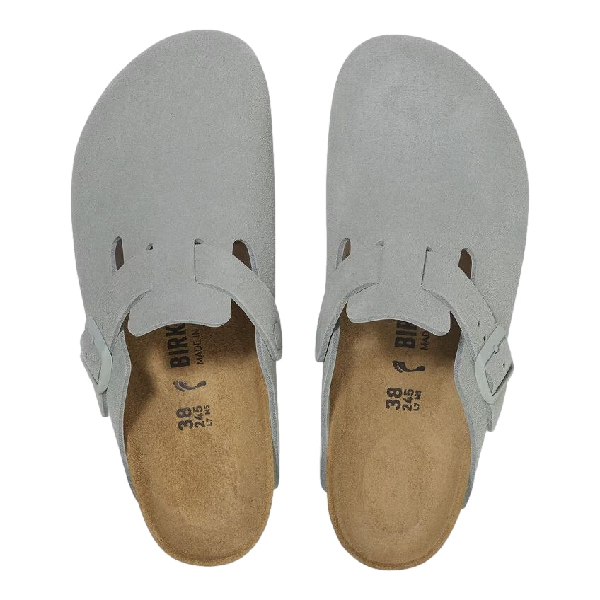 Birkenstock Boston Suede Narrow Pure Sage Sko Gråblå - modostore.no