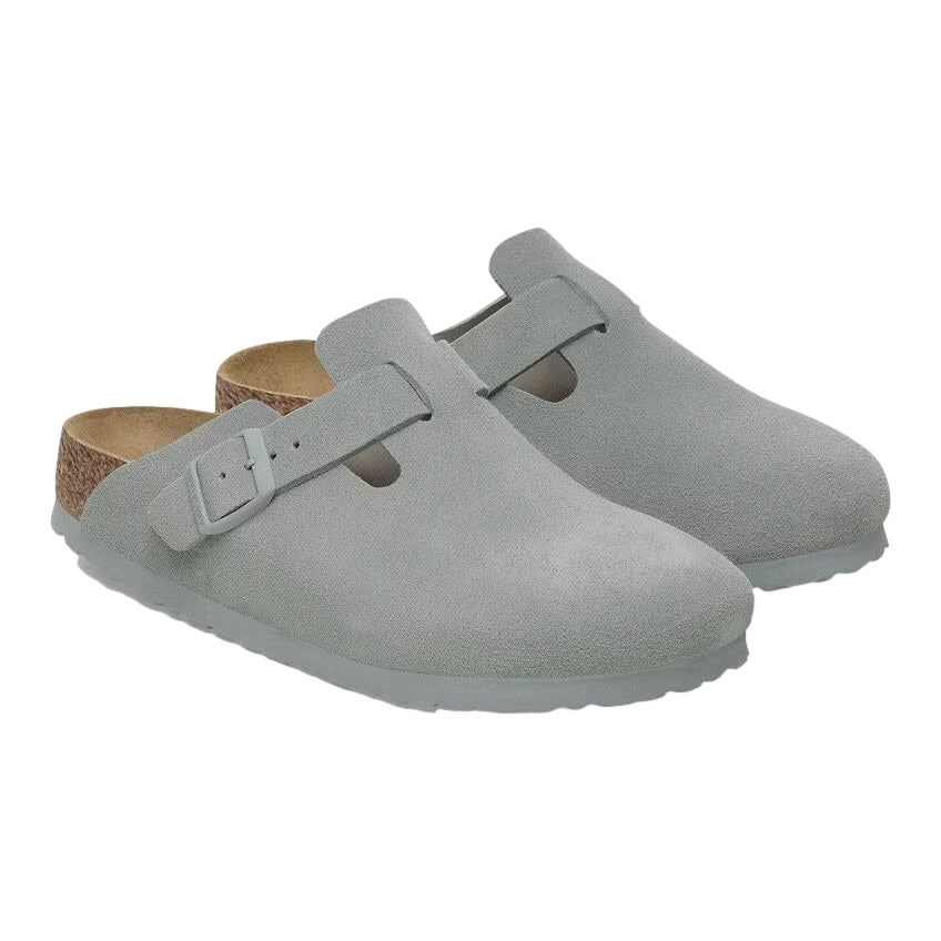 Birkenstock Boston Suede Narrow Pure Sage Sko Gråblå - modostore.no